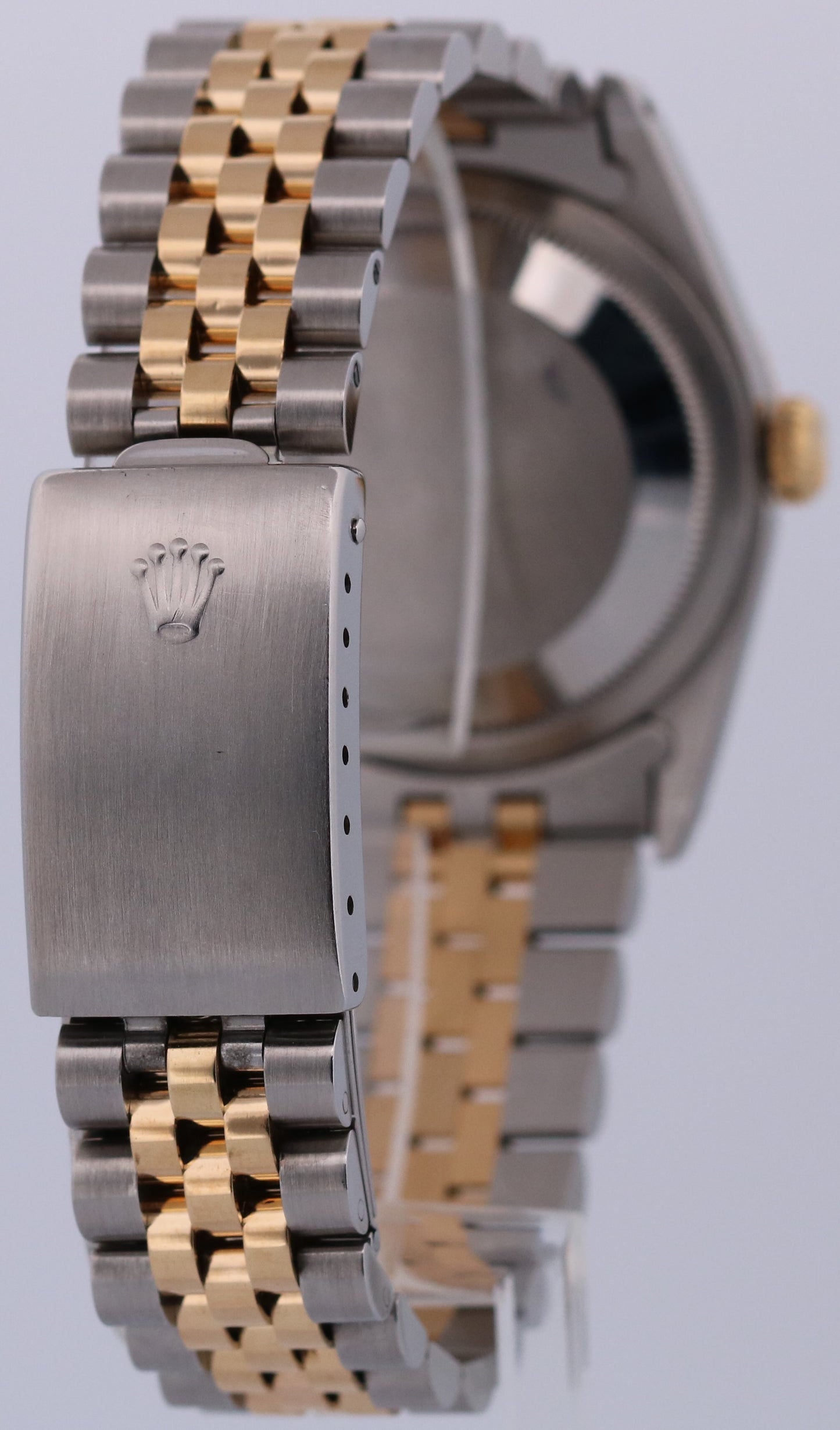 Rolex DateJust 36mm BLACK 18K Yellow Gold Stainless Steel JUBILEE 16233 Watch