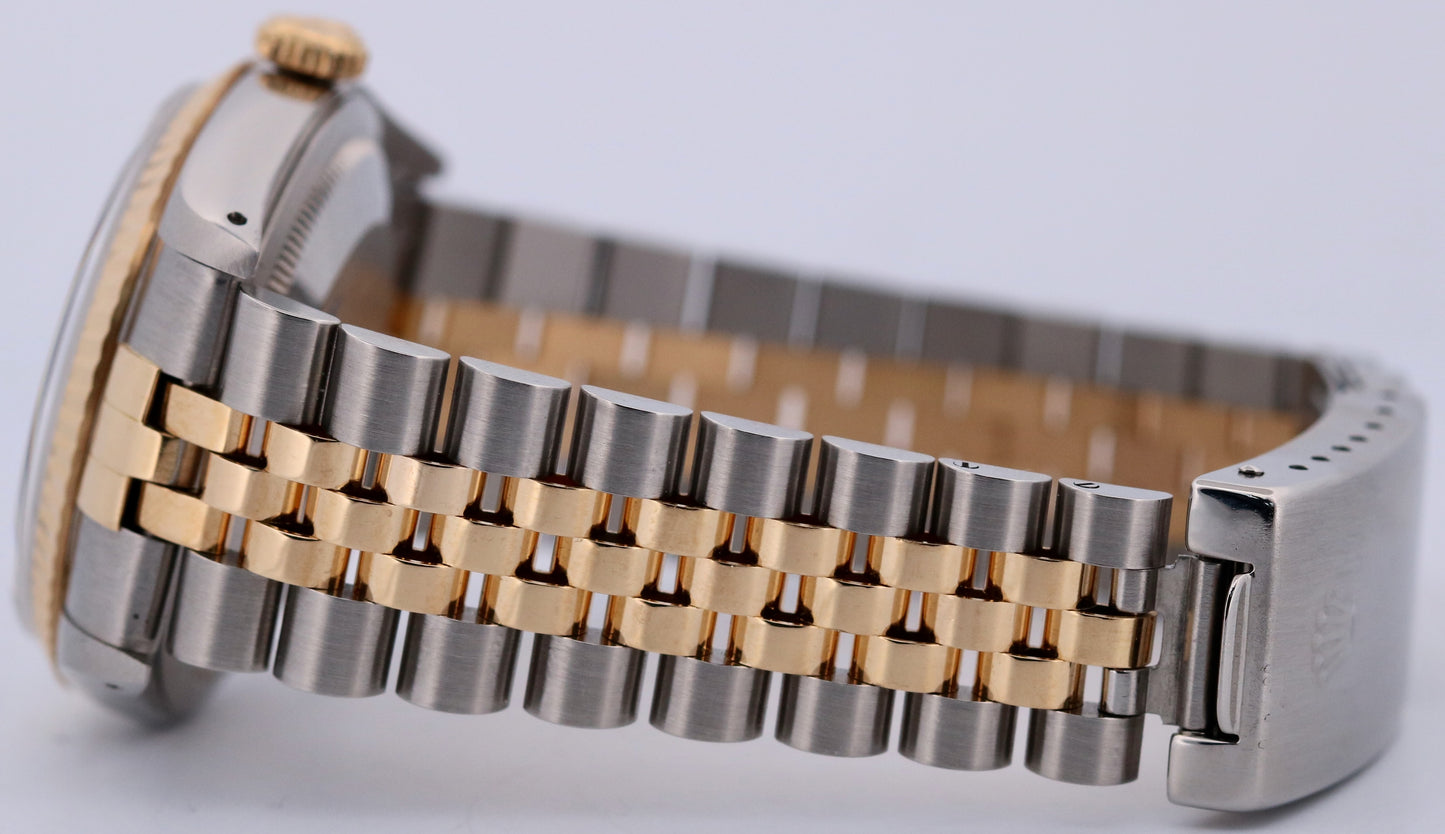 Rolex DateJust 36mm BLACK 18K Yellow Gold Stainless Steel JUBILEE 16233 Watch