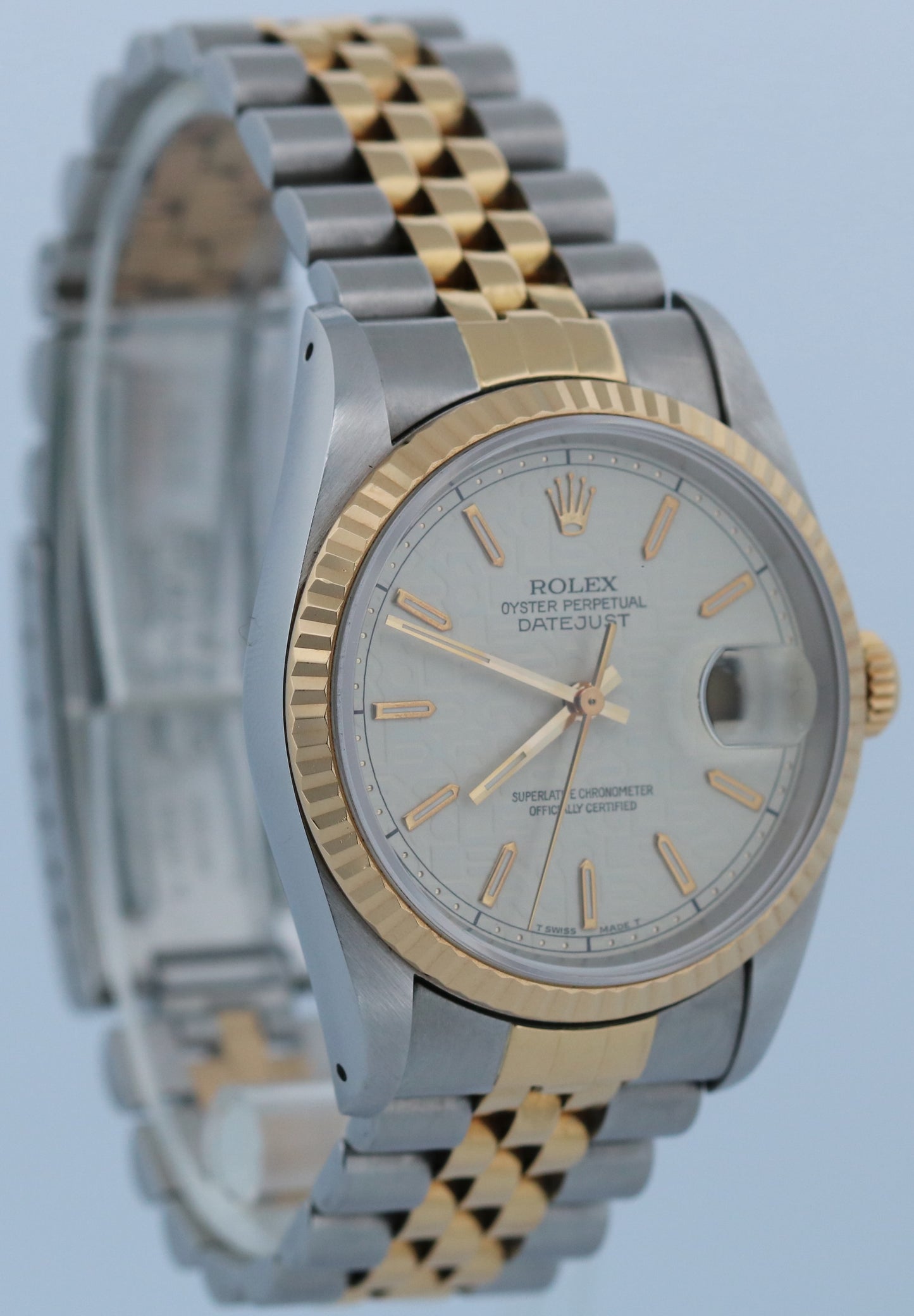 PAPERS Rolex DateJust 36mm IVORY COMPUTER JUBILEE 18K Gold Steel 16233 Watch BOX