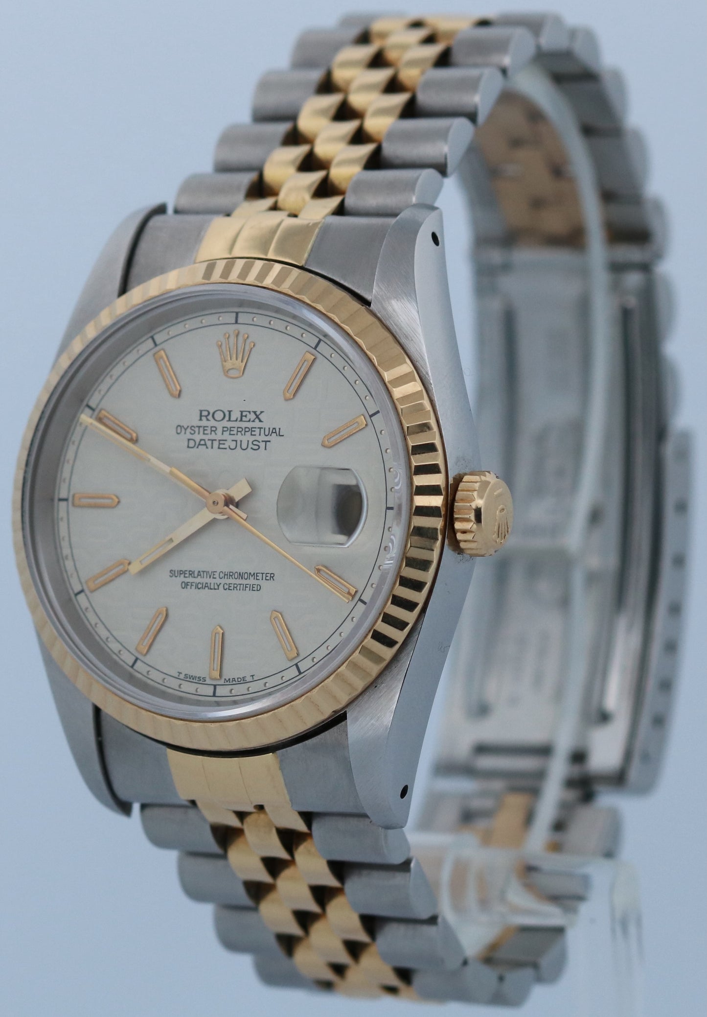 PAPERS Rolex DateJust 36mm IVORY COMPUTER JUBILEE 18K Gold Steel 16233 Watch BOX