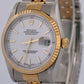 NEW 1999 PAPERS Rolex DateJust 36mm WHITE 18K Gold NOS Steel JUBILEE 16233 BOX