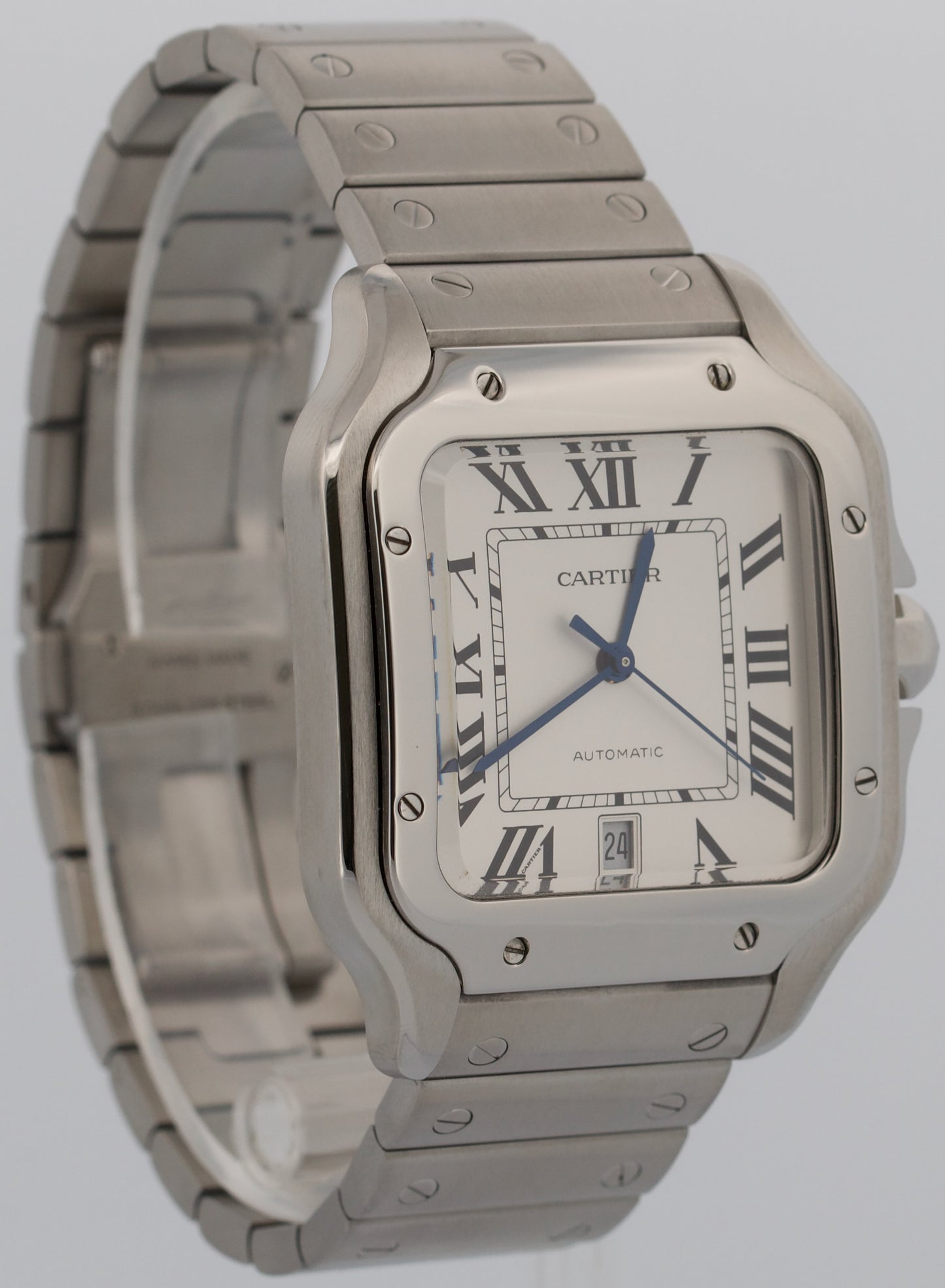 2025 CPO PAPERS Cartier Santos 39.8mm WHITE ROMAN Stainless 4072 WSSA0018 BOX