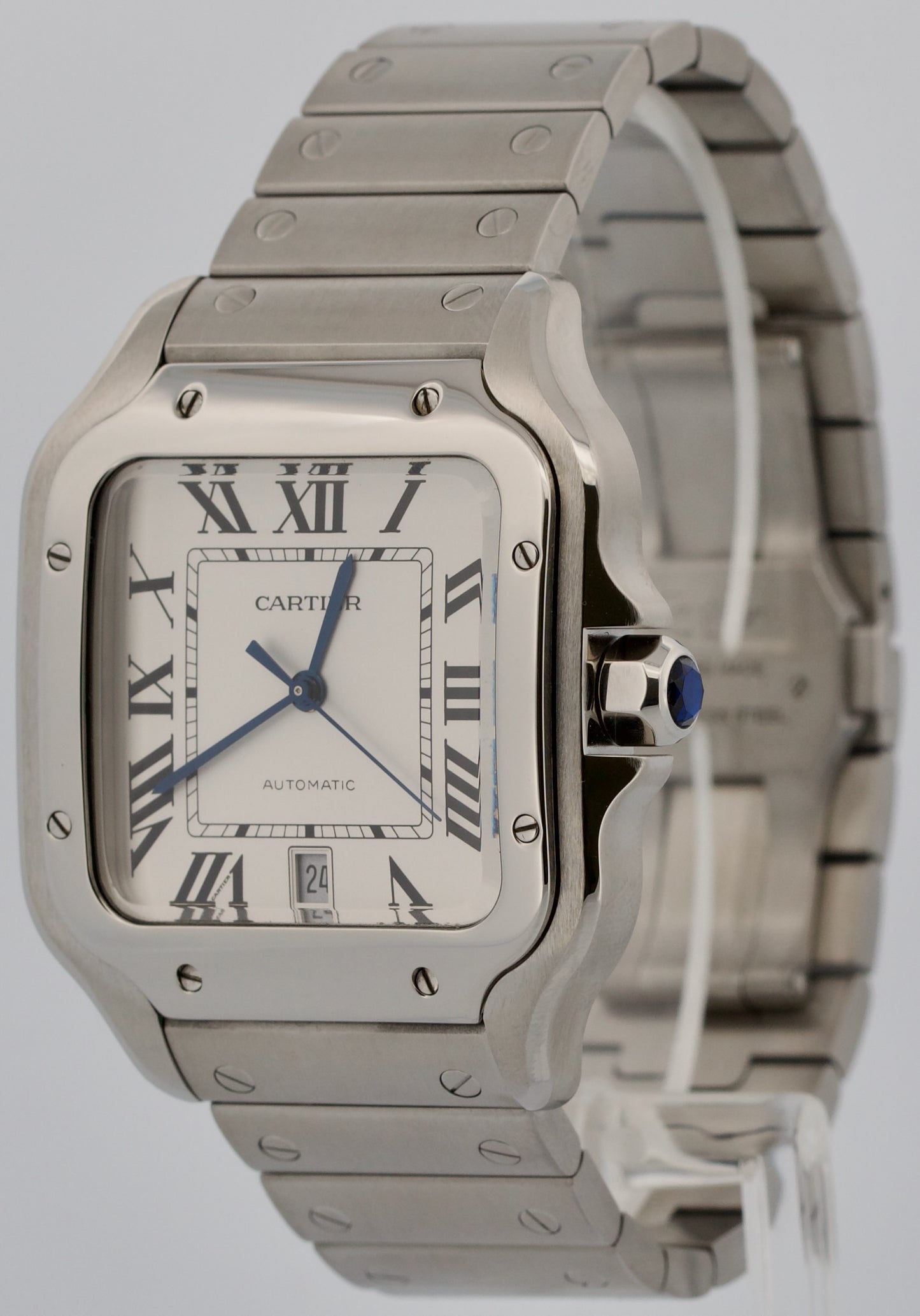 2025 CPO PAPERS Cartier Santos 39.8mm WHITE ROMAN Stainless 4072 WSSA0018 BOX