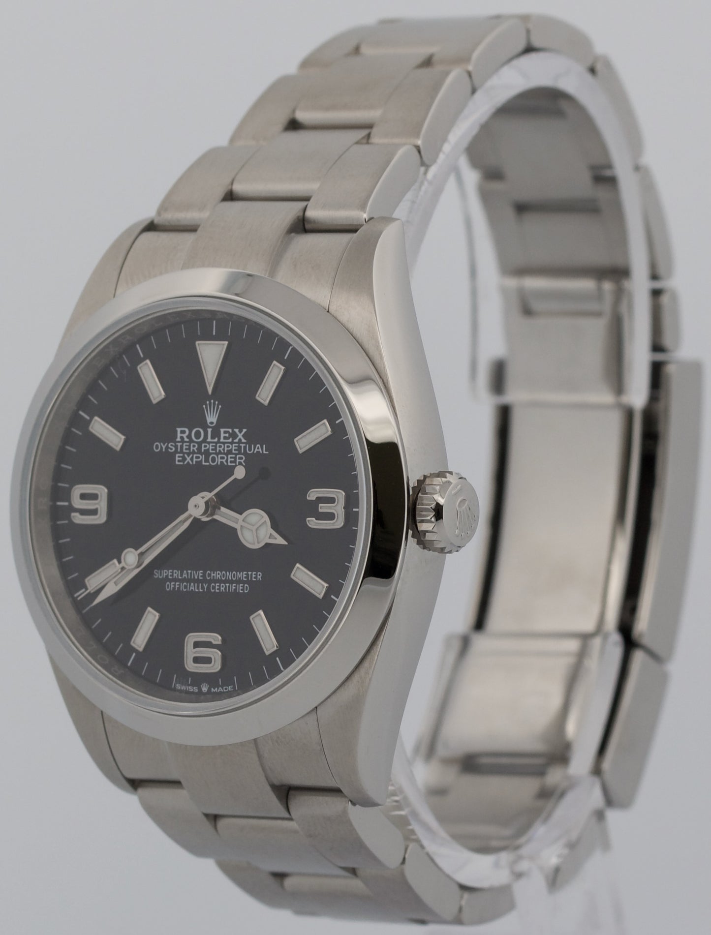 2021 PAPERS Rolex Explorer I BLACK 36mm Stainless Steel 3-6-9 Watch 124270 BOX