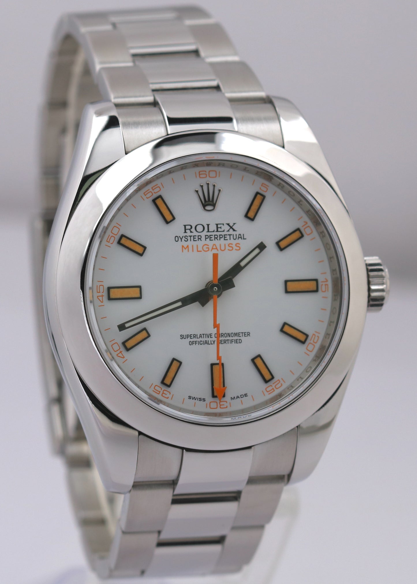 MINT PAPERS Rolex Milgauss WHITE Stainless Steel 40mm 116400 Oyster Watch BOX