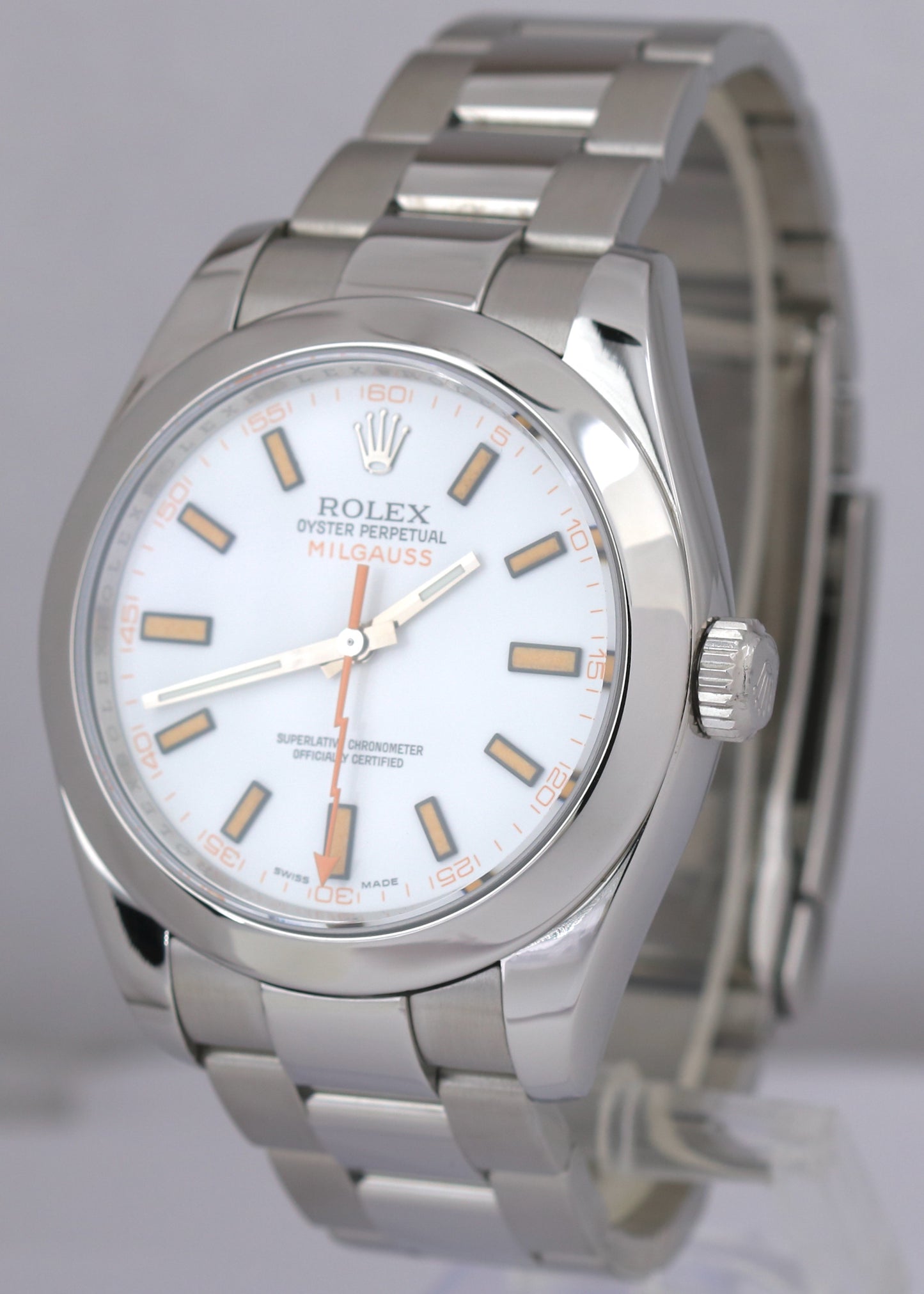 MINT PAPERS Rolex Milgauss WHITE Stainless Steel 40mm 116400 Oyster Watch BOX