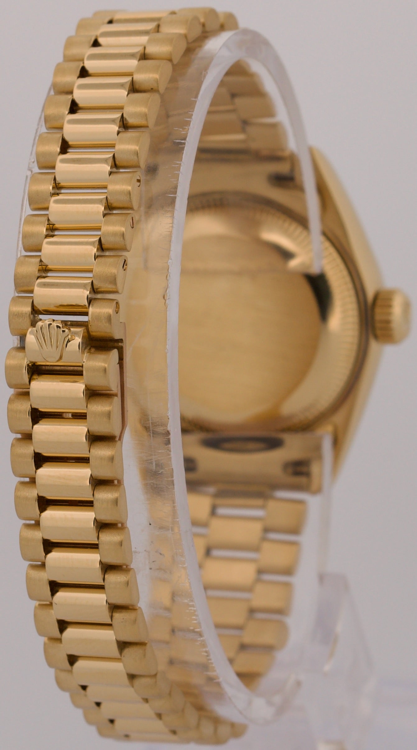 PAPERS Ladies Rolex DateJust President 26mm WHITE DIAMOND 18K Gold 69178 BOX