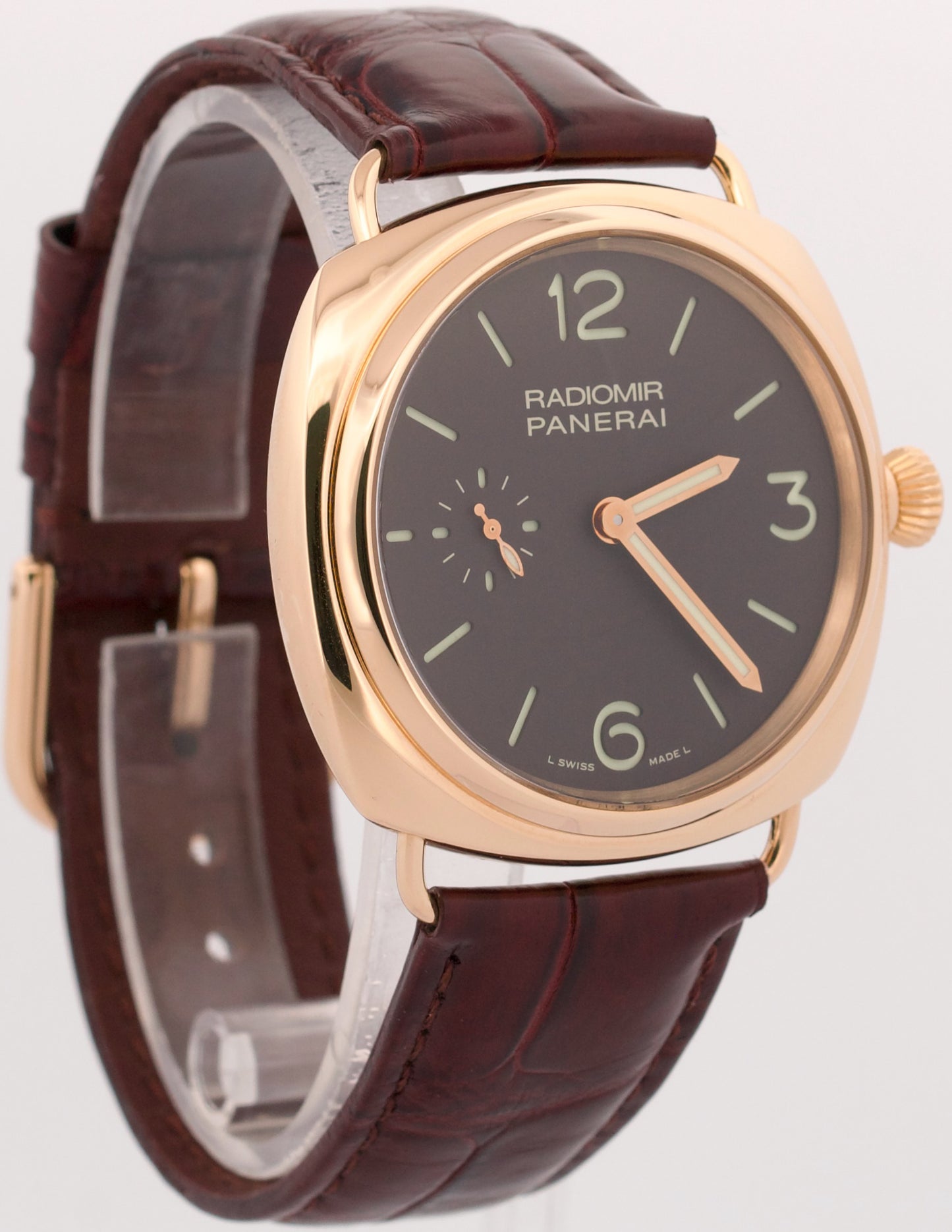 Panerai Radiomir 18k Rose Gold BROWN 42mm Manual Leather PAM00336 Watch BOX