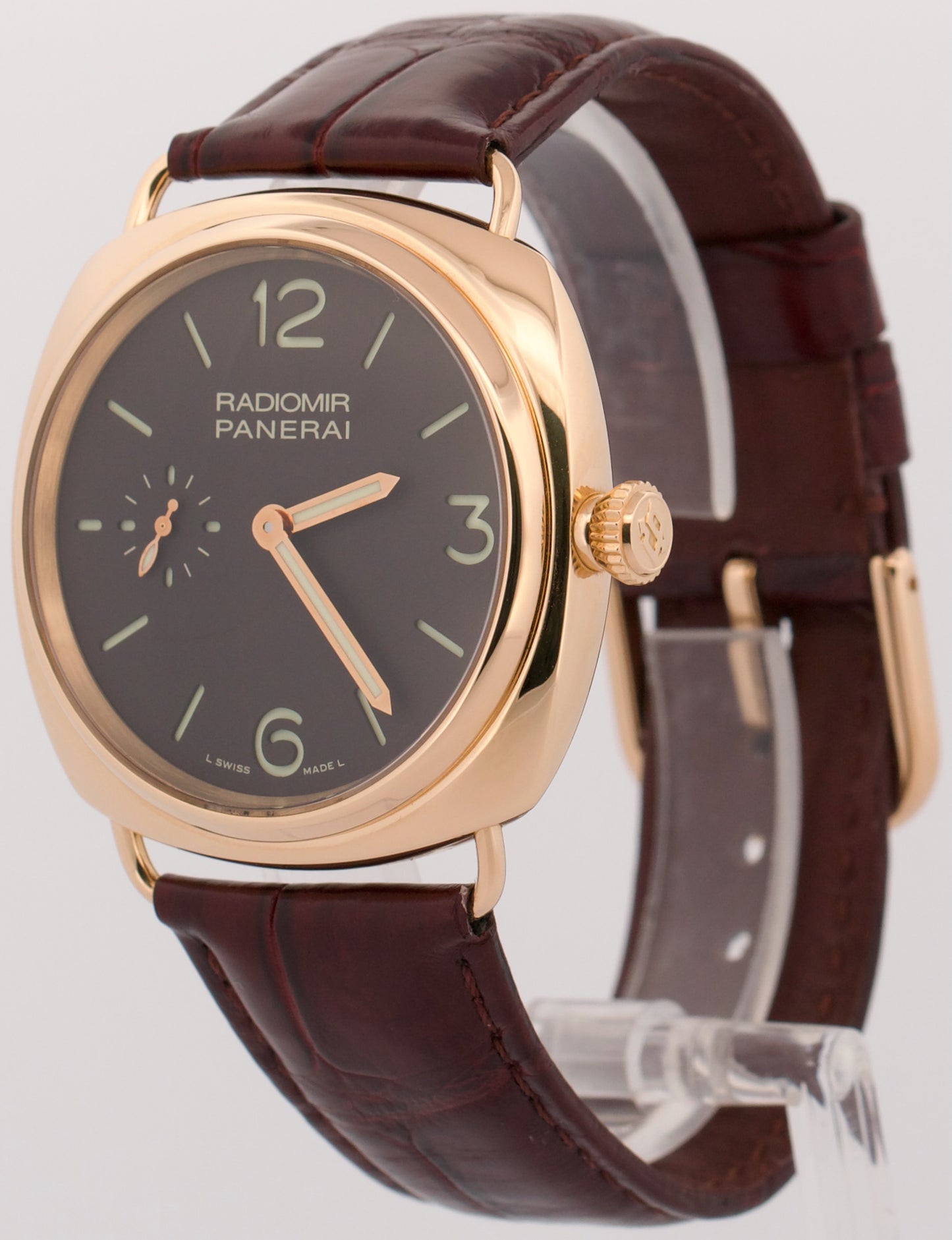 Panerai Radiomir 18k Rose Gold BROWN 42mm Manual Leather PAM00336 Watch BOX