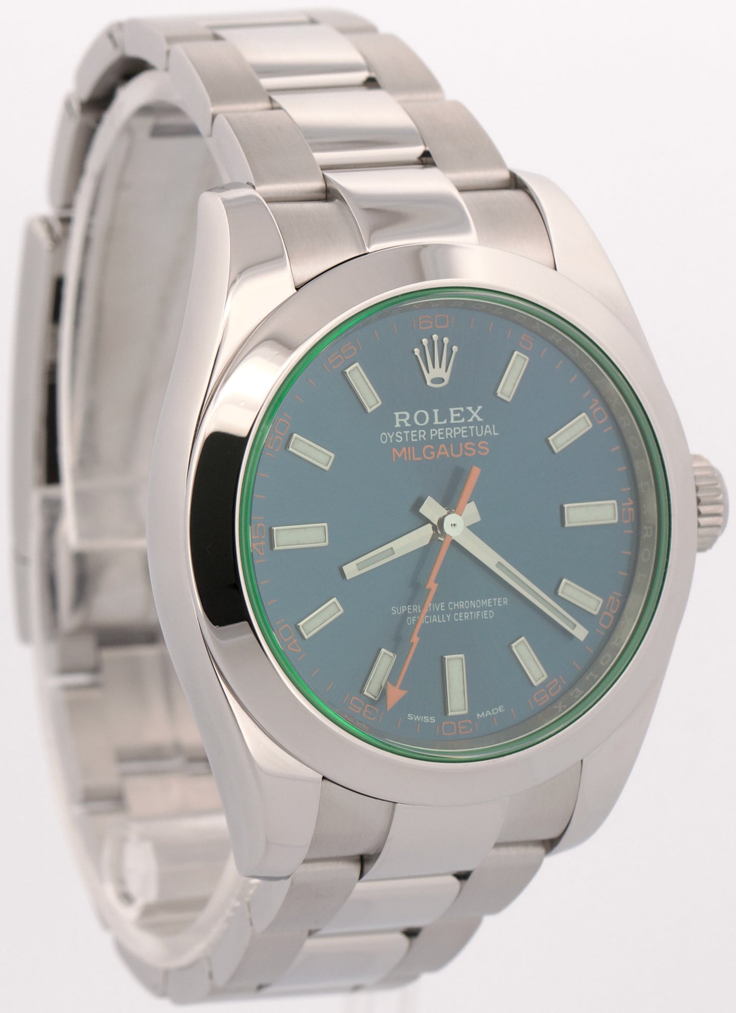2021 PAPERS Rolex Milgauss BLUE 40mm Z-Blue Green 116400 GV Stainless Watch BOX