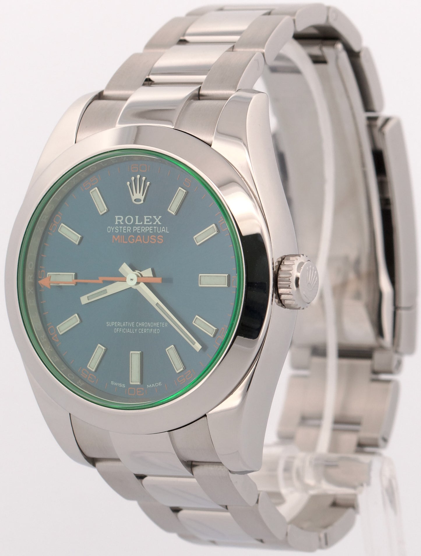 2021 PAPERS Rolex Milgauss BLUE 40mm Z-Blue Green 116400 GV Stainless Watch BOX