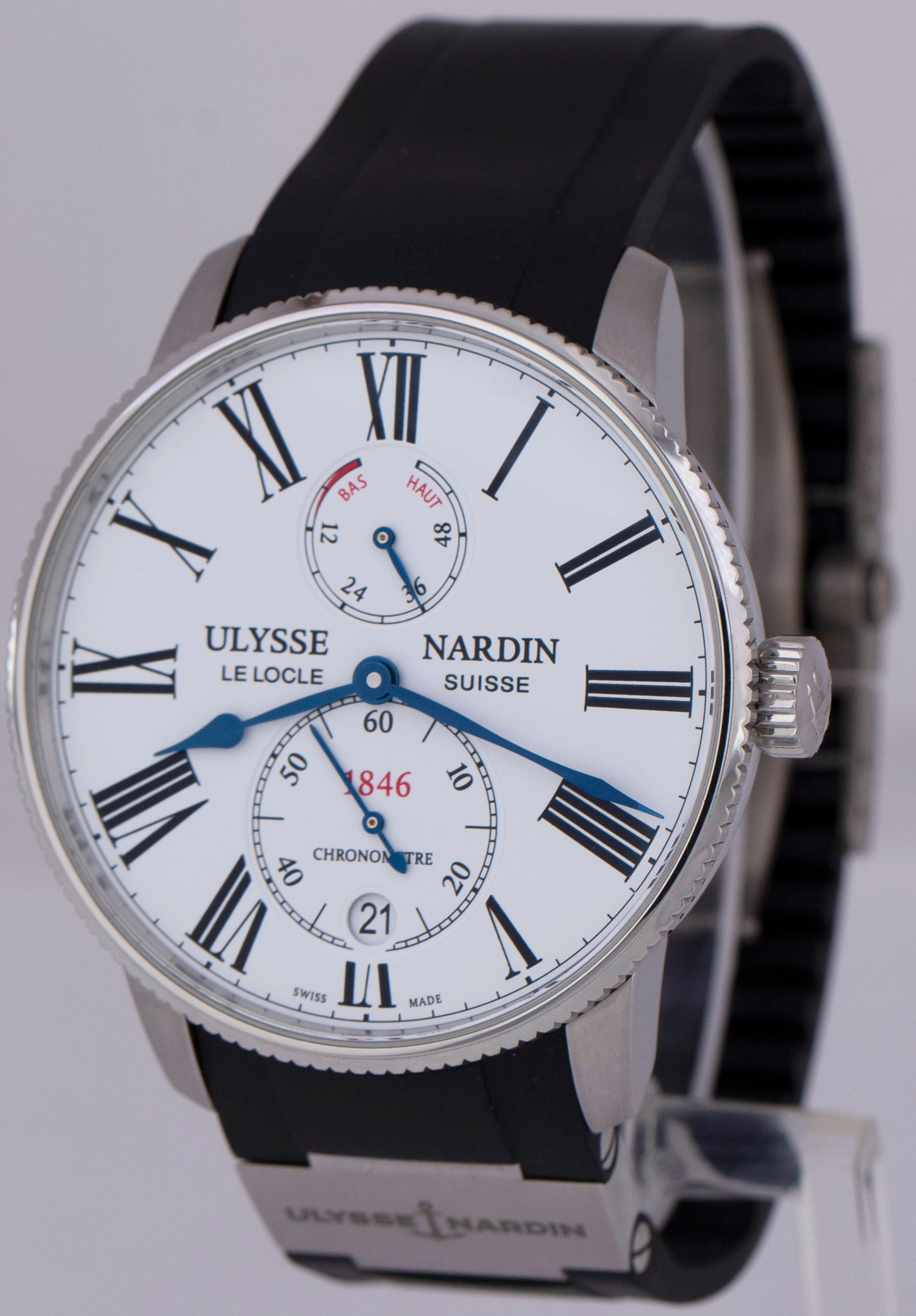 MINT PAPERS Ulysse Nardin Marine Torpilleur 42mm White Watch 1183-310 / 40 B+P