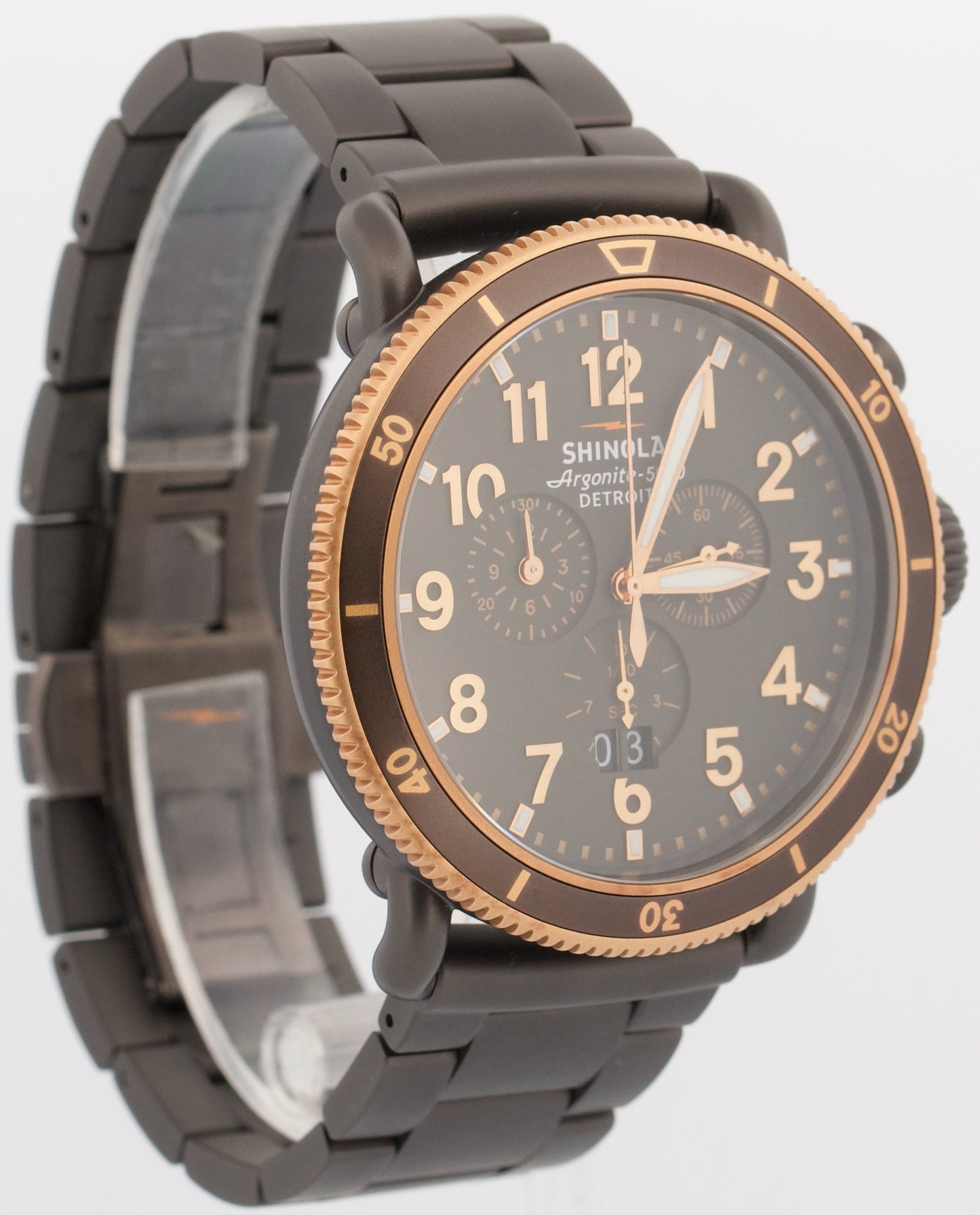 PAPERS Shinola Runwell Sport Chronograph PVD Steel 48mm Quartz S0100600614 BOX