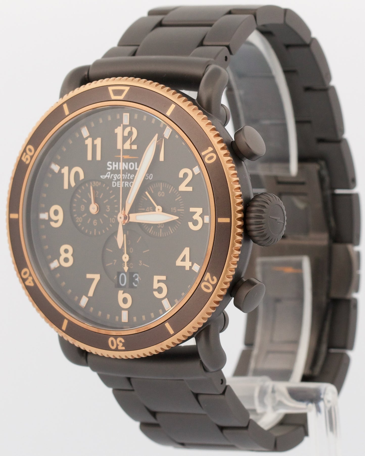PAPERS Shinola Runwell Sport Chronograph PVD Steel 48mm Quartz S0100600614 BOX