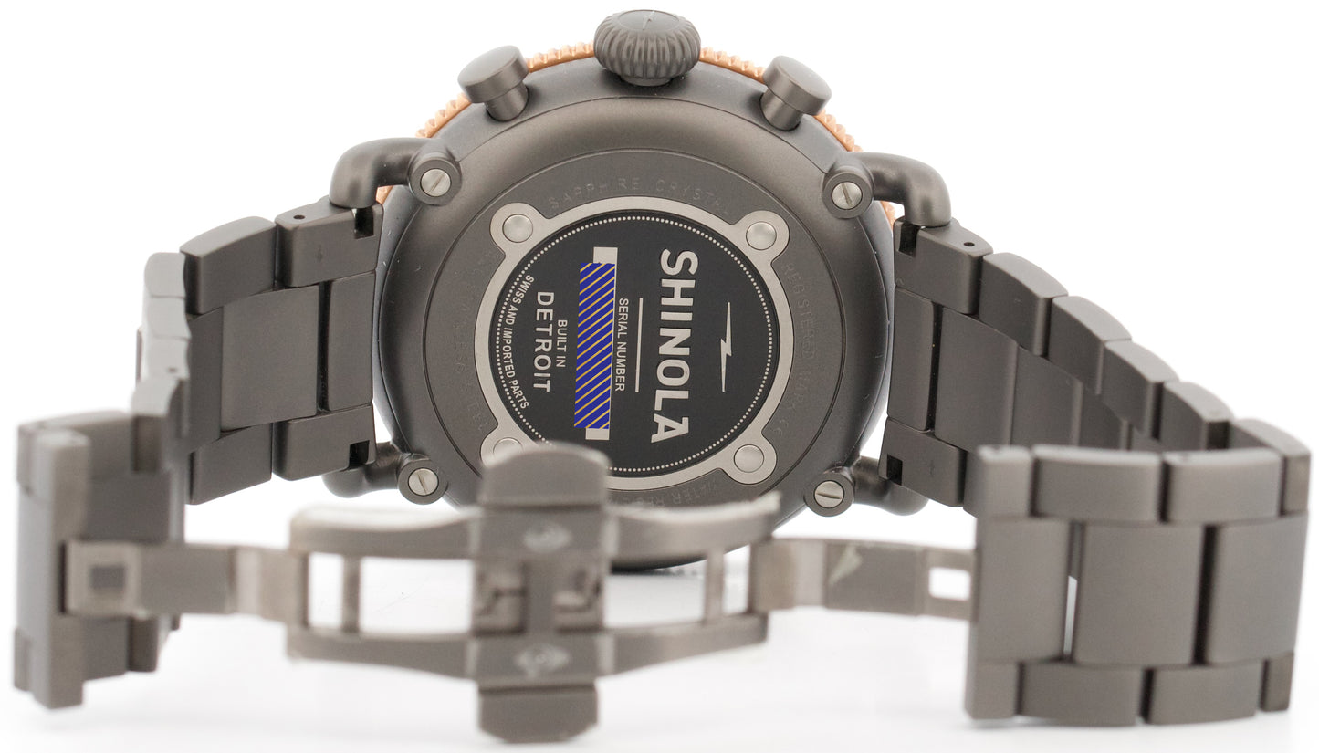 PAPERS Shinola Runwell Sport Chronograph PVD Steel 48mm Quartz S0100600614 BOX