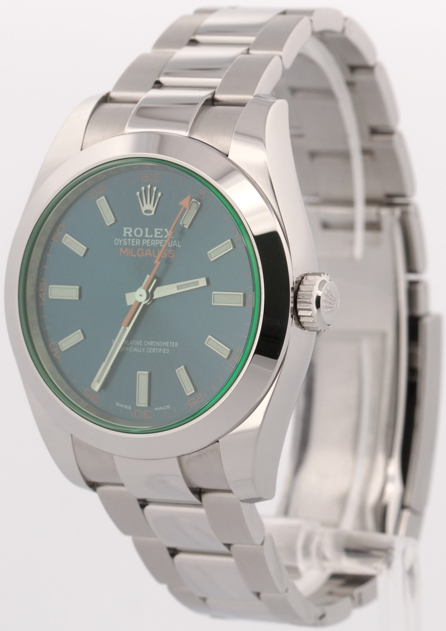 2023 PAPERS Rolex Milgauss BLUE 40mm Z-Blue Green 116400 GV Stainless Watch BOX