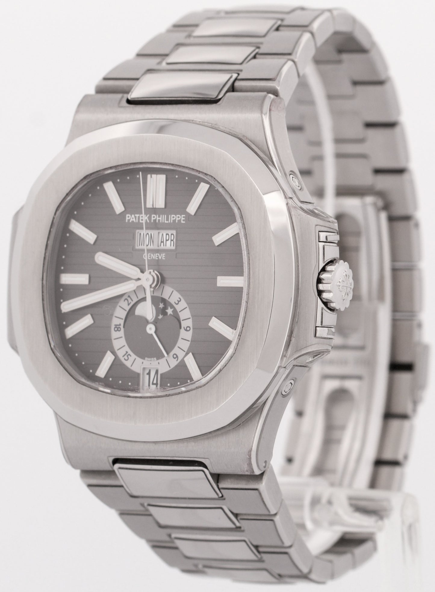 2018 PAPERS Patek Philippe Nautilus Moonphase GRAY Steel 40.5mm 5726/1A BOX
