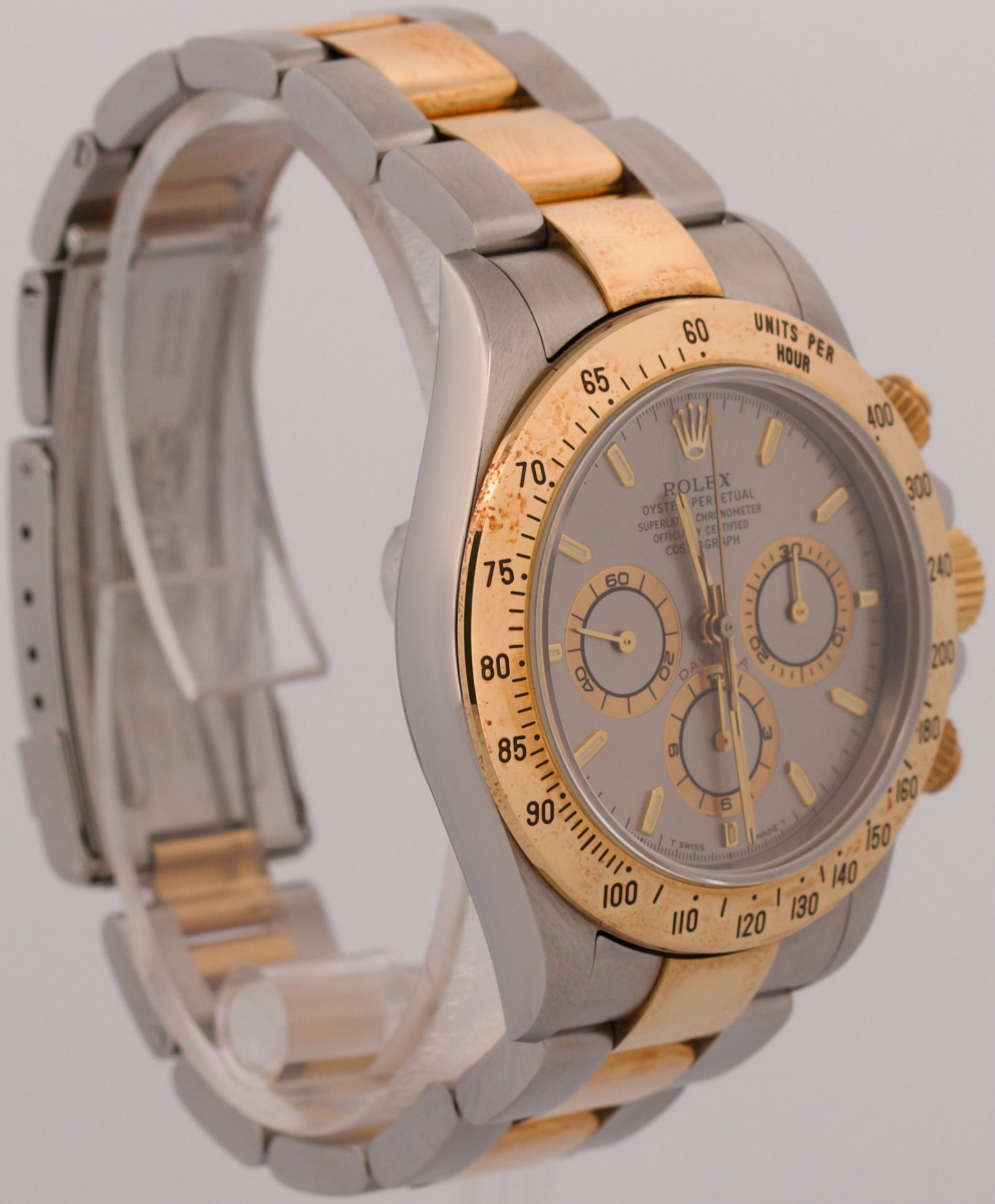 UNPOLISHED 1997 Rolex Daytona Cosmograph SLATE GRAY 18K Gold Steel 16523 BOX
