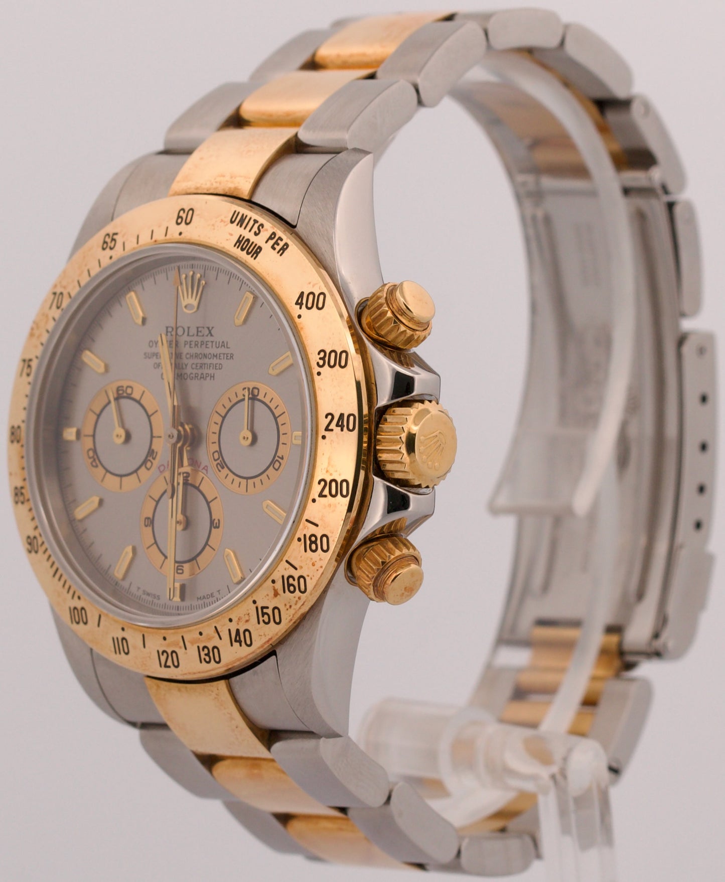 UNPOLISHED 1997 Rolex Daytona Cosmograph SLATE GRAY 18K Gold Steel 16523 BOX