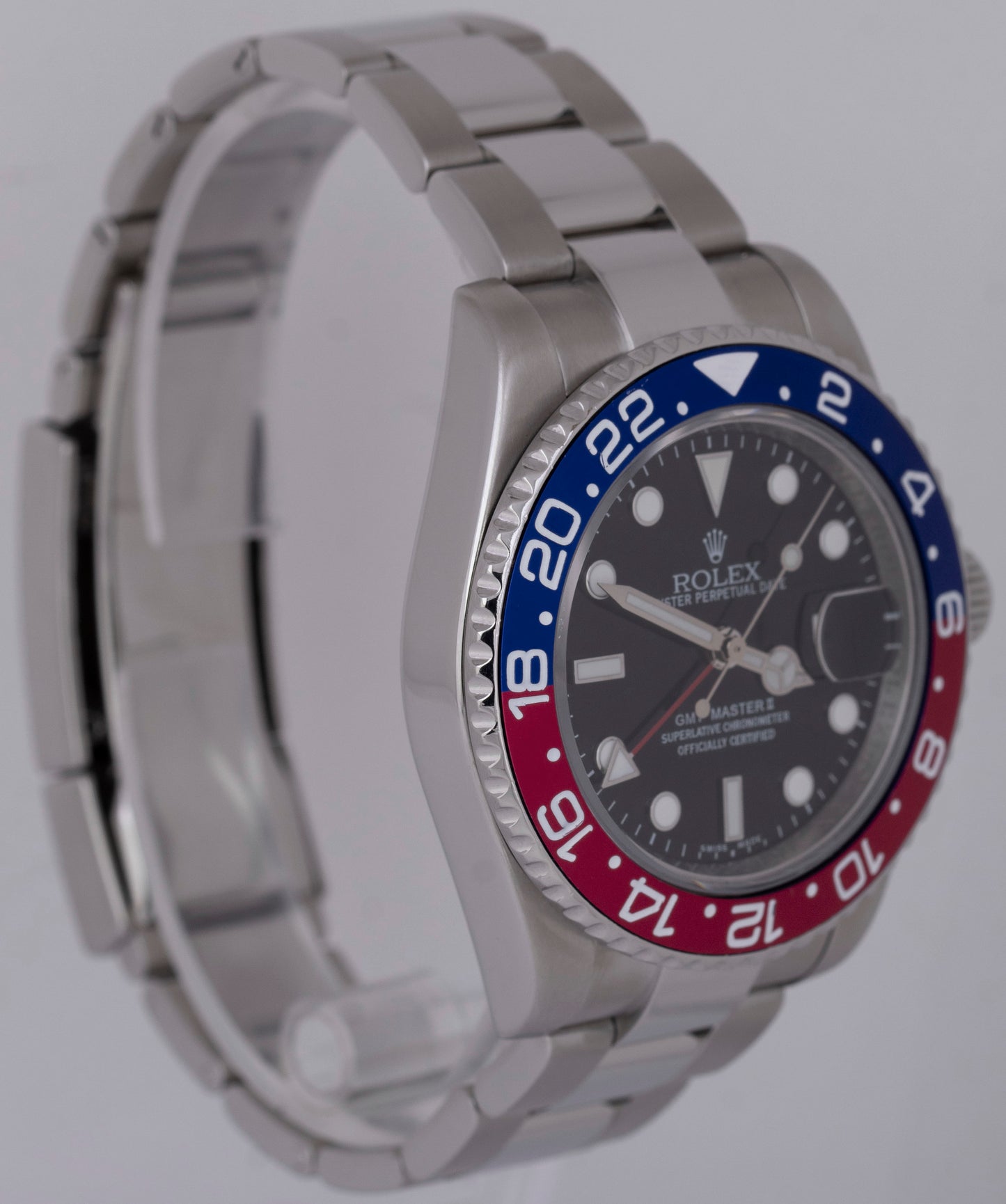 Rolex GMT-Master II PEPSI Red Blue 40mm Black Stainless Steel Date Watch 116710