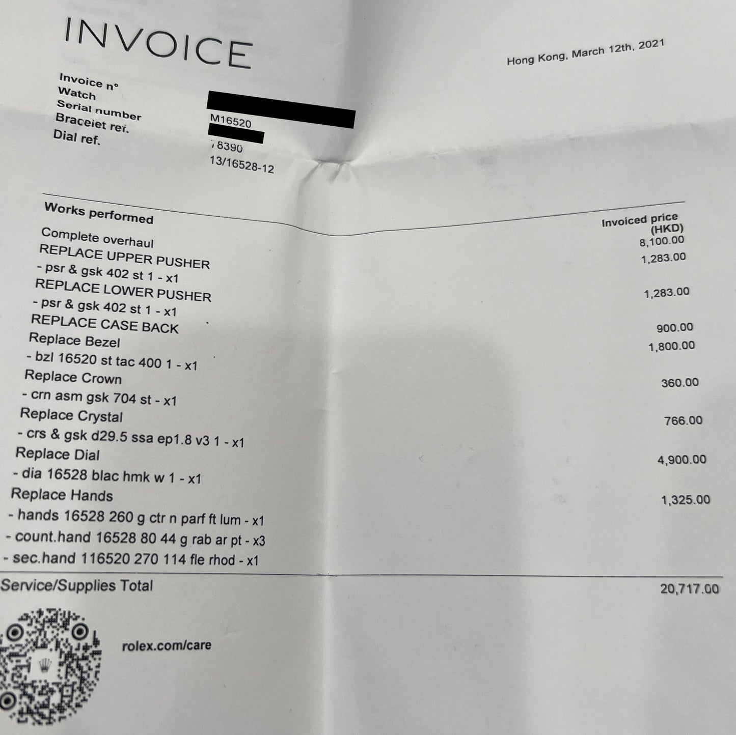 2021 RSC Rolex Daytona Cosmograph BLACK Stainless Steel 40mm 16520 Oyster Watch