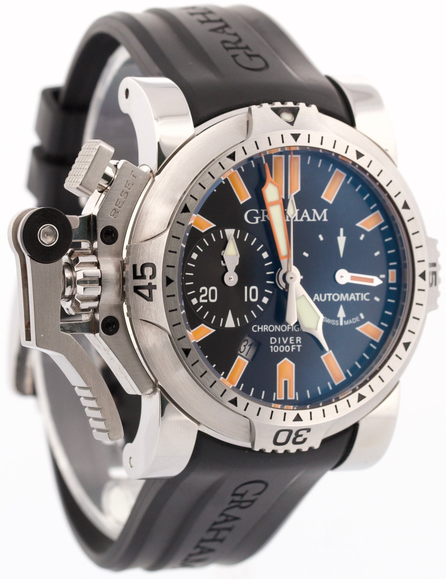 Men's Graham Chronofighter Stainless Steel Rubber Black 47mm 20VDIVAS.BO2A Watch