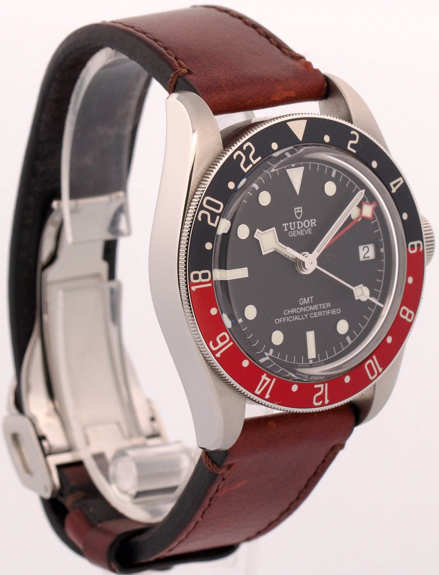 Tudor Black Bay 41 GMT 41mm PEPSI Red Blue Stainless Steel Leather 79830 RB