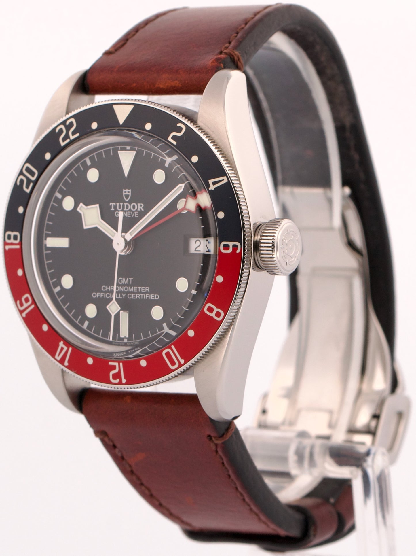 Tudor Black Bay 41 GMT 41mm PEPSI Red Blue Stainless Steel Leather 79830 RB