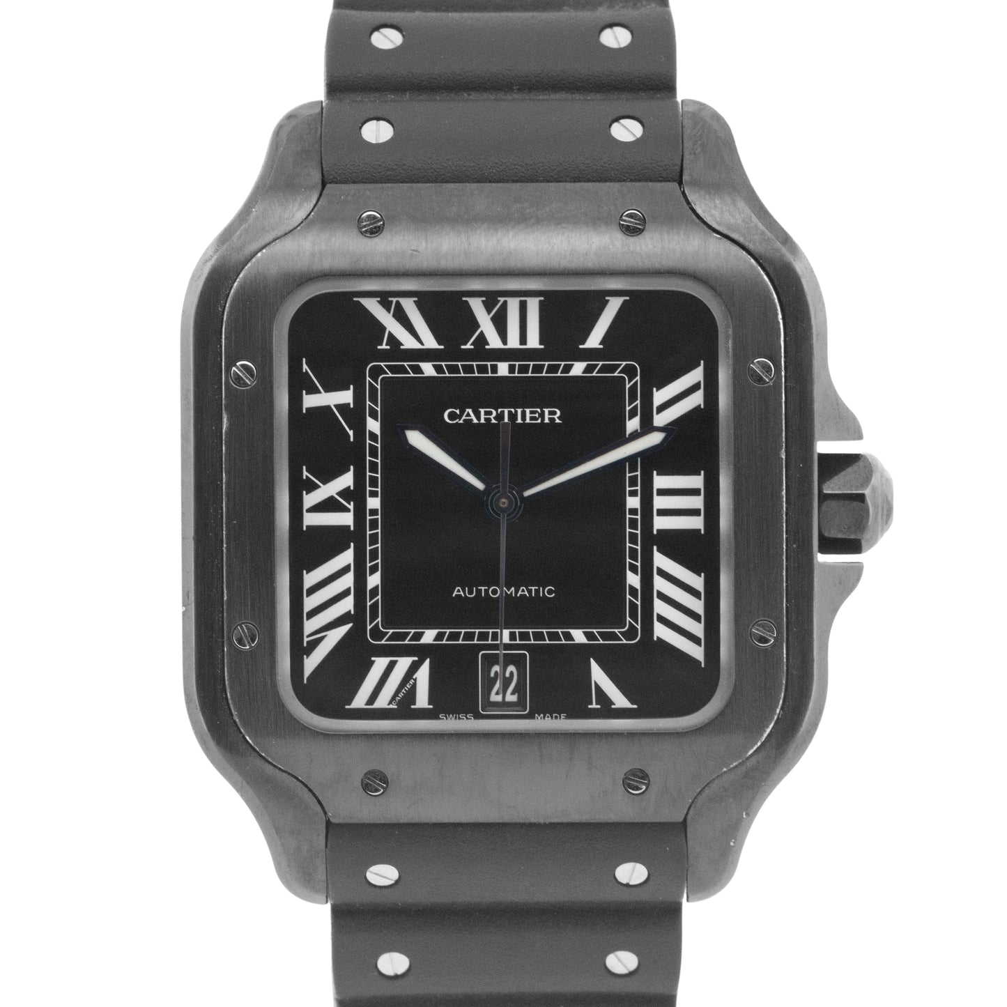 Cartier Santos 39.8mm ADLC Black Stainless Steel 4072 Watch WSSA0039