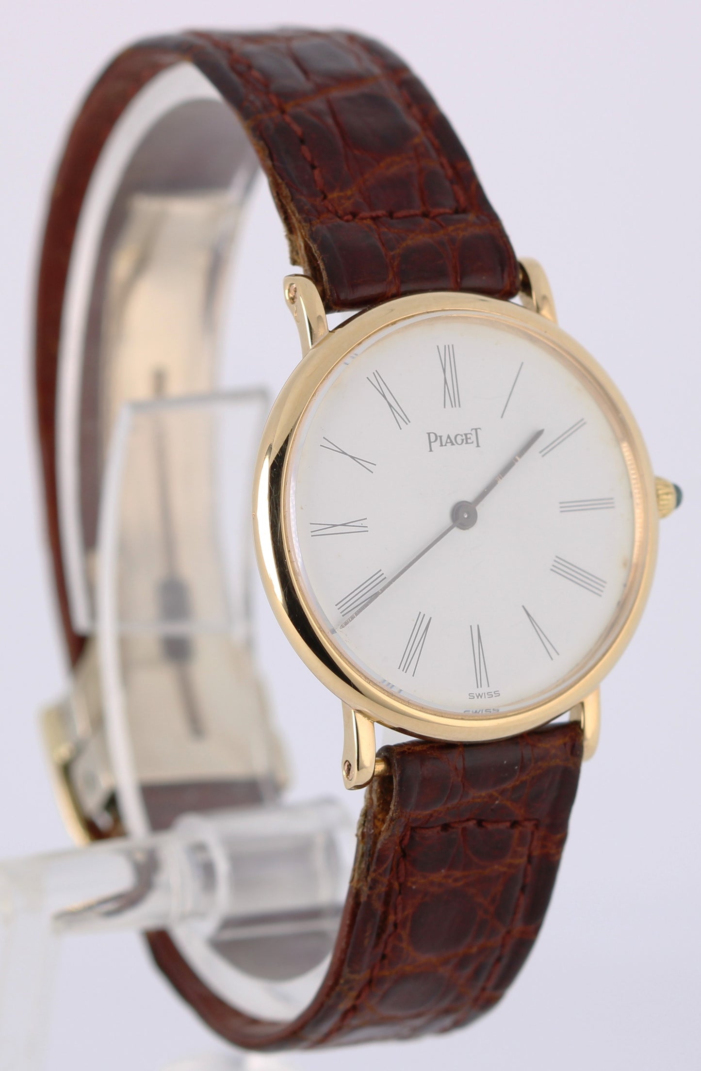 VINTAGE Piaget Classic Ultra-Thin Dress 18k Gold White Roman 27mm 9015 Watch