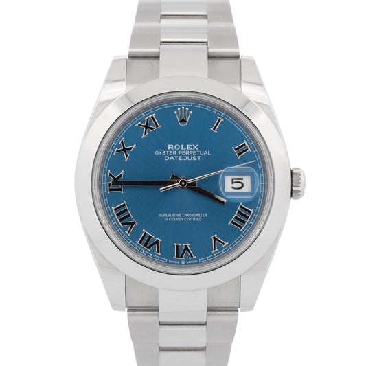 Rolex DateJust 41 AZZURRO Blue Stainless Steel Oyster 41mm Watch 126300