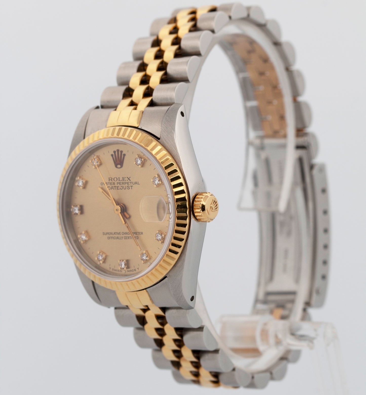 Rolex DateJust Midsize CHAMPAGNE DIAMOND Two-Tone Gold Steel 31mm 68273 Watch