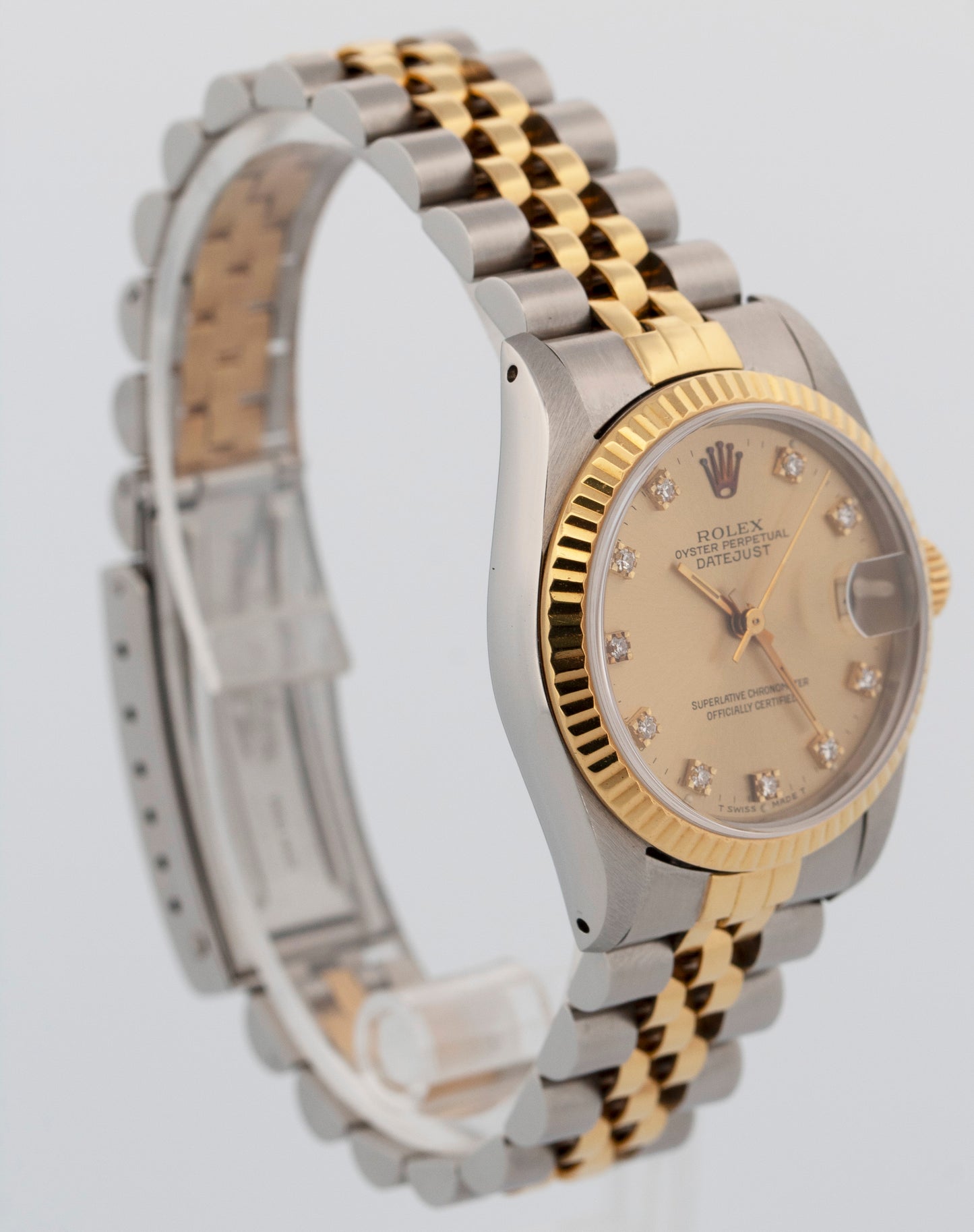 Rolex DateJust Midsize CHAMPAGNE DIAMOND Two-Tone Gold Steel 31mm 68273 Watch