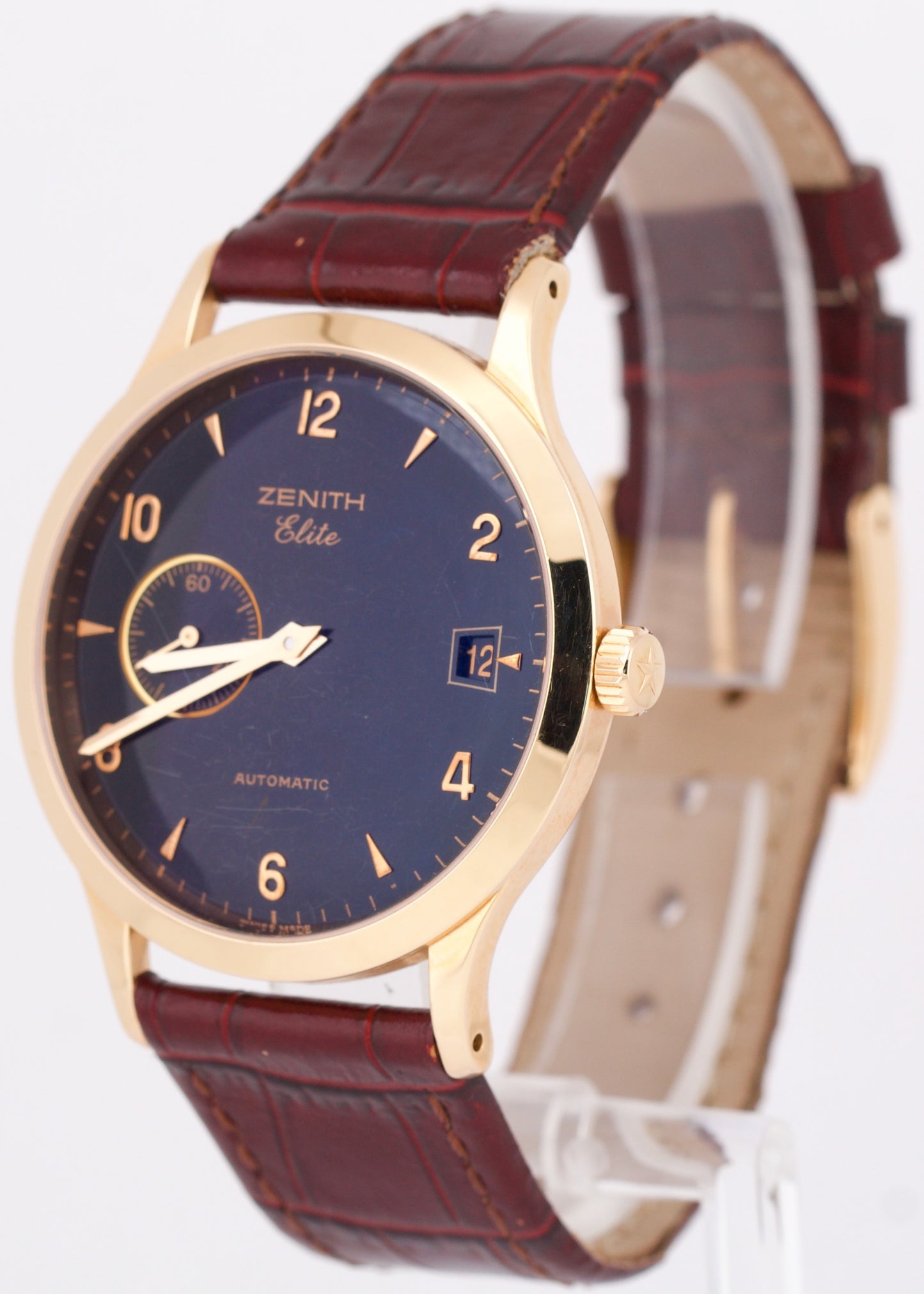 Zenith Class Elite Black 37mm Leather 18K Rose Gold Automatic 17/62.1125.680