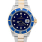 Rolex Submariner Date 40mm BLUE 18K Yellow Gold GOLD BUCKLE Steel 16613 Watch