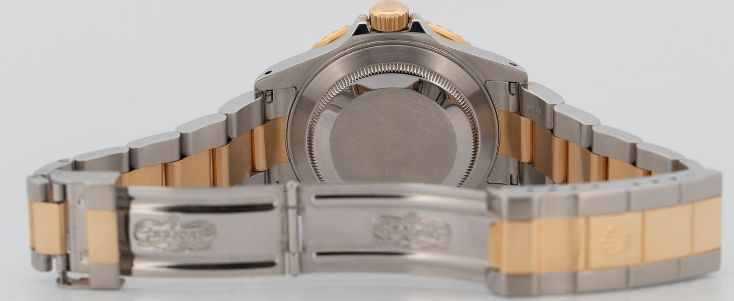 Rolex Submariner Date 40mm BLUE 18K Yellow Gold GOLD BUCKLE Steel 16613 Watch