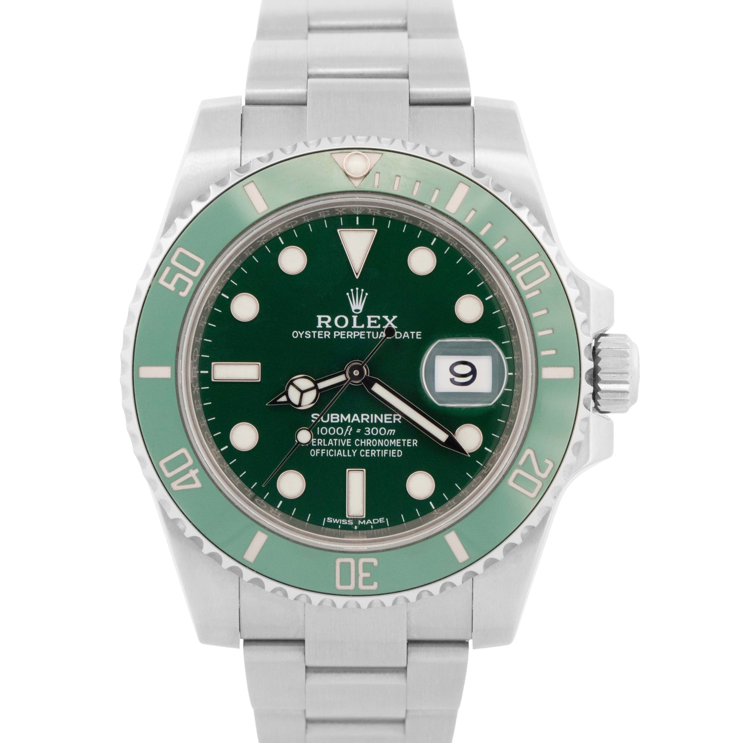 PAPERS Rolex Submariner HULK Ceramic Stainless Green 40mm 116610 LV Watch BOX