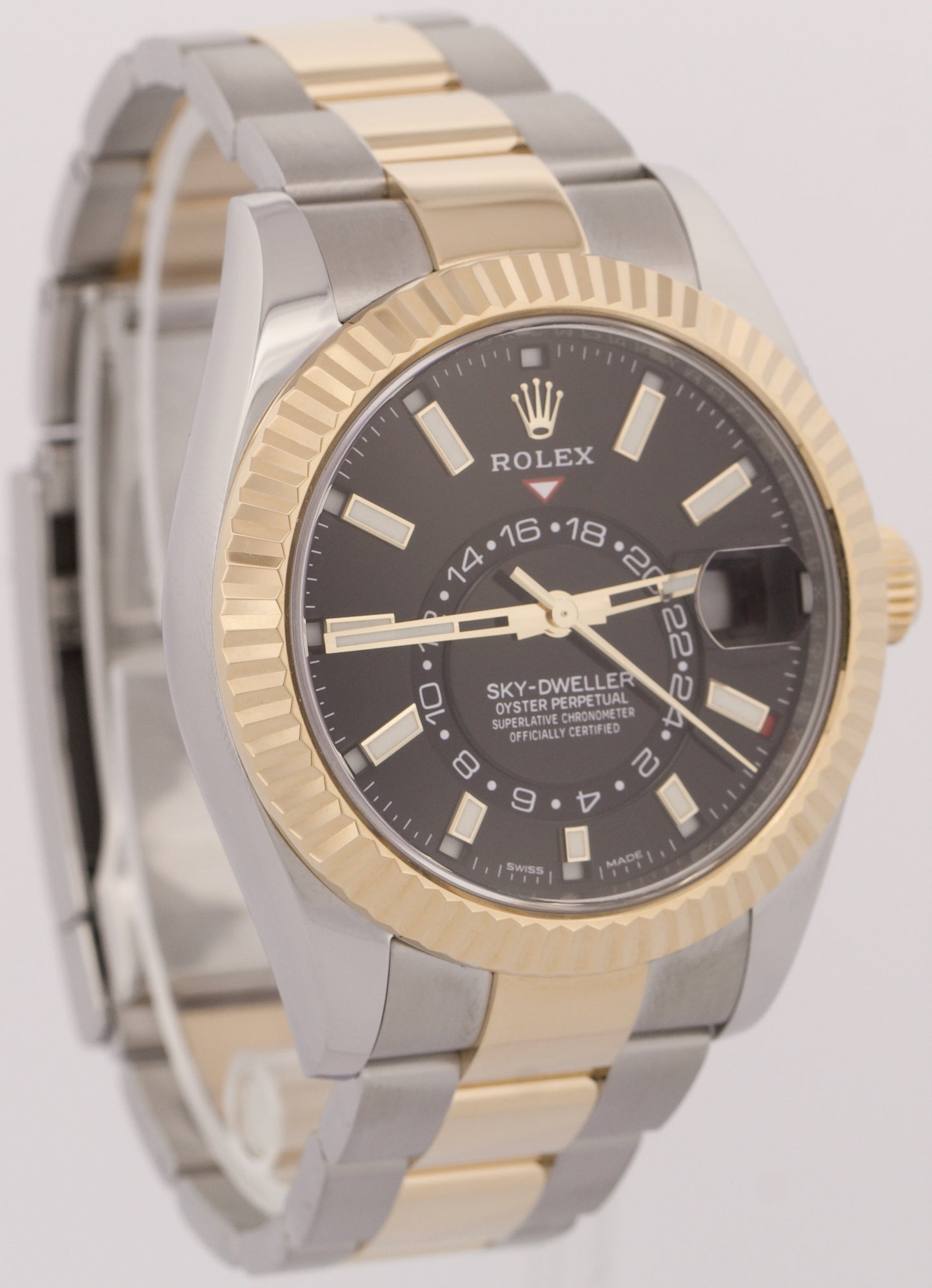 MINT 2022 PAPERS Rolex Sky-Dweller BLACK 18K Yellow Gold 42mm OYSTER 326933 BOX