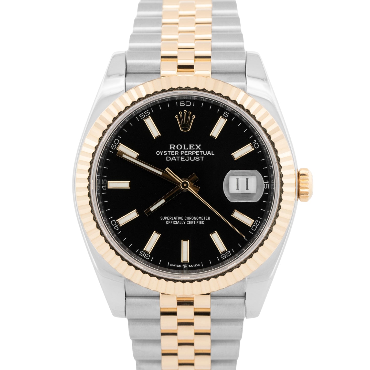 Rolex DateJust 41 BLACK Two-Tone Steel Yellow Gold 41mm Jubilee 126333 Watch