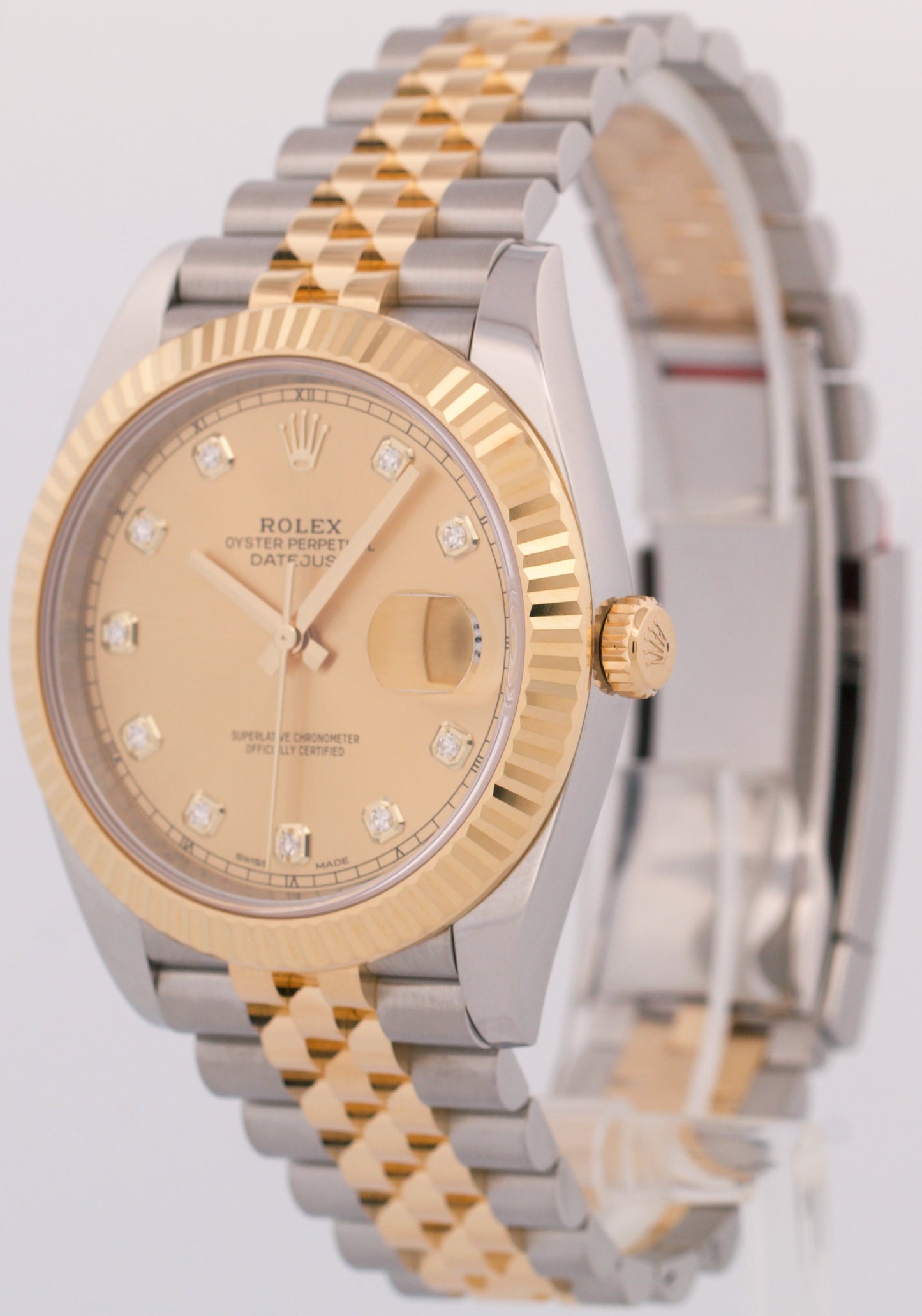 MINT PAPERS Rolex DateJust 41mm CHAMPAGNE DIAMOND 18K Gold JUBILEE 126333 BOX
