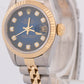 Ladies Rolex DateJust 26mm BLUE VIGNETTE DIAMOND 18K Gold Steel JUBILEE 69173
