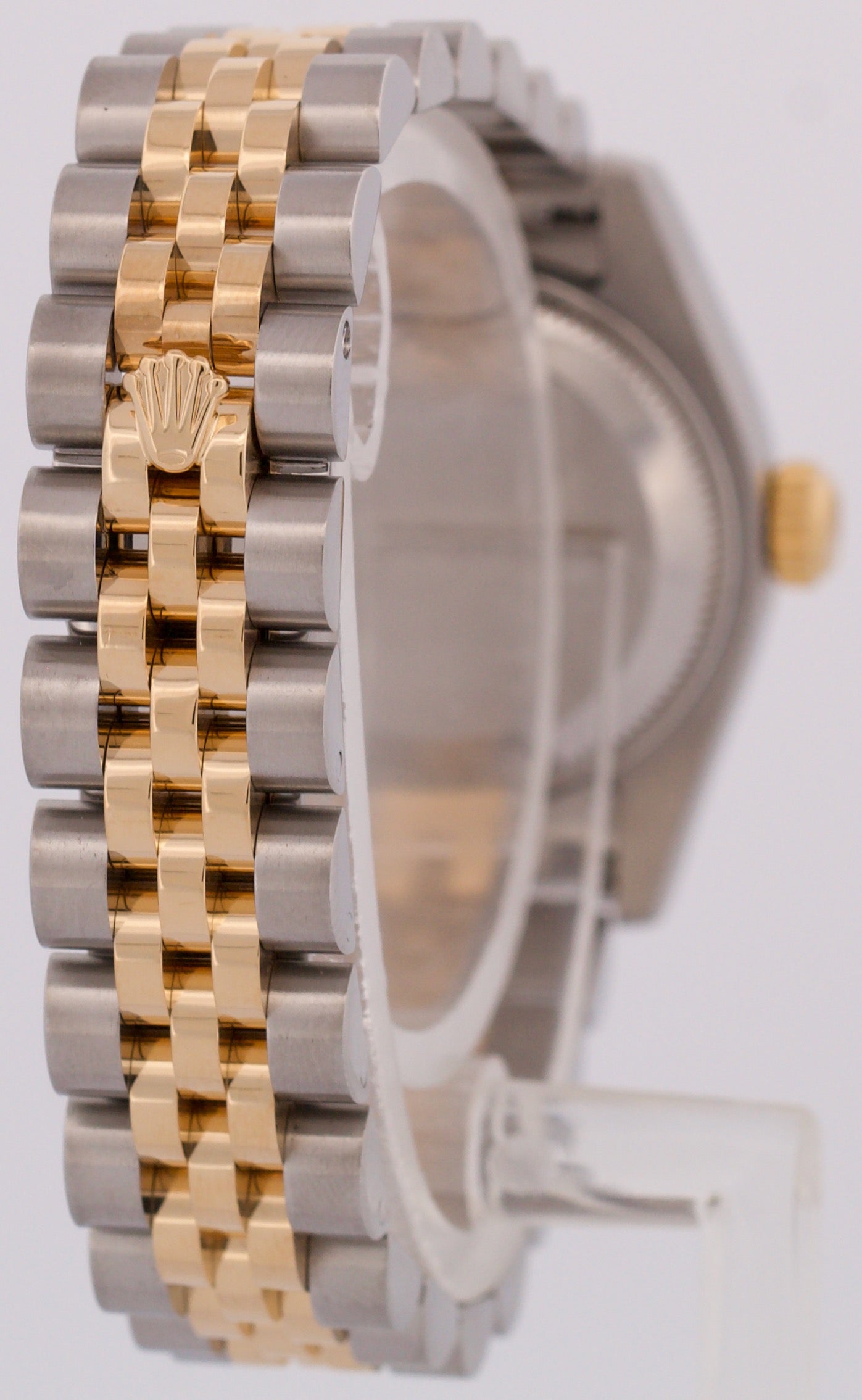 MINT Ladies Rolex DateJust WHITE DIAMOND 18K Gold 26mm JUBILEE Watch 179173