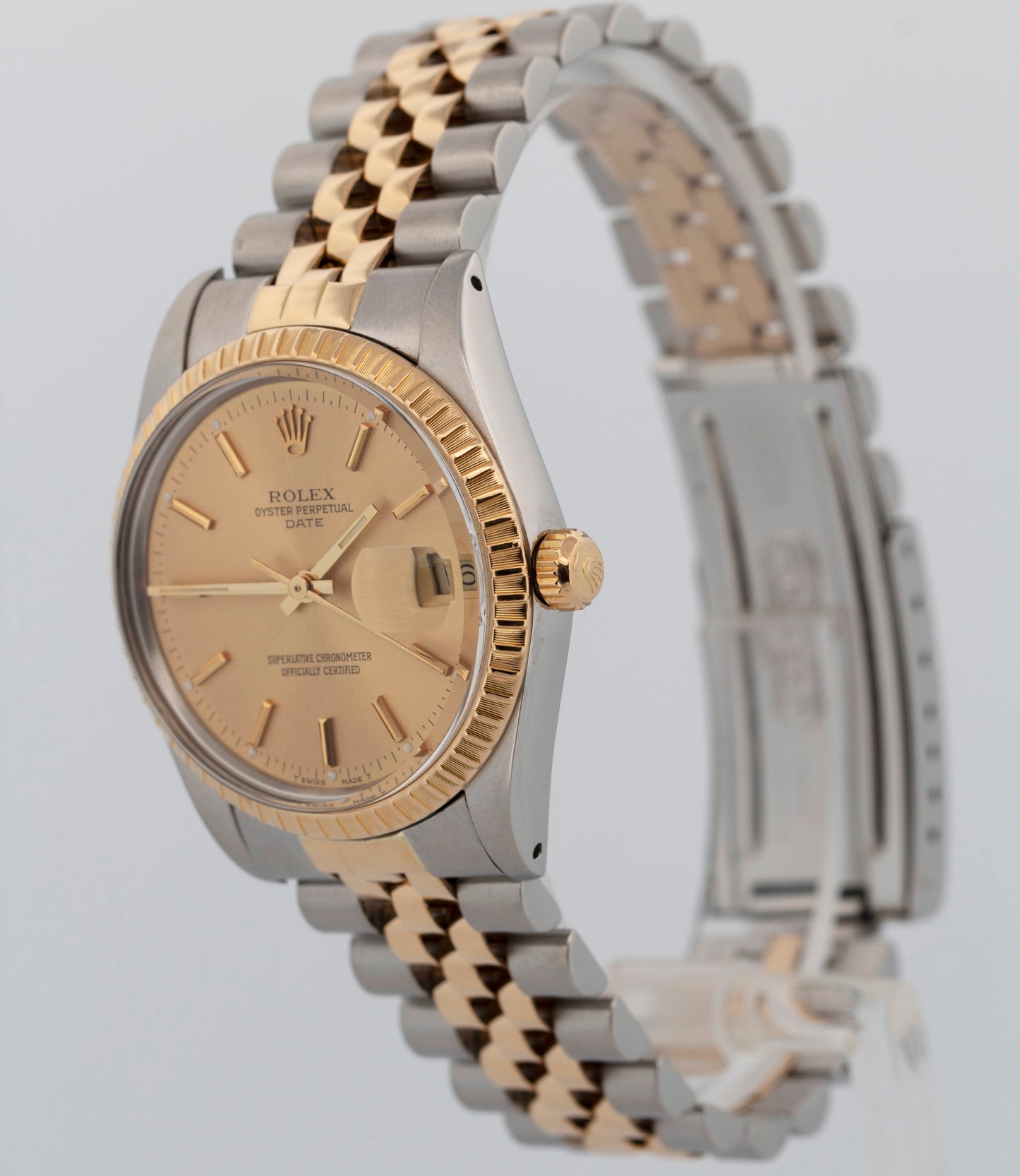 Rolex DateJust CHAMPAGNE Two-Tone Yellow Gold Steel 34mm Jubilee 15053 Watch