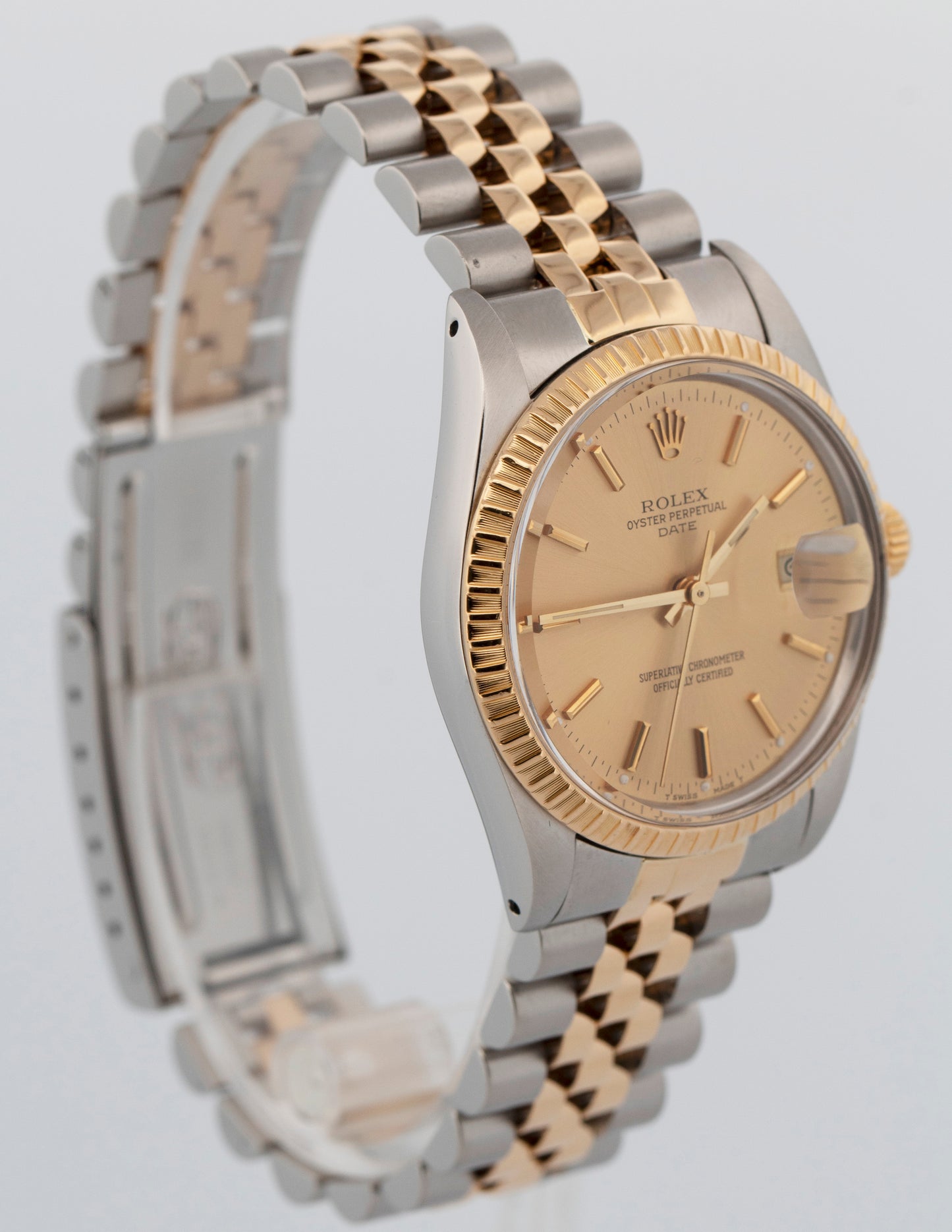 Rolex DateJust CHAMPAGNE Two-Tone Yellow Gold Steel 34mm Jubilee 15053 Watch