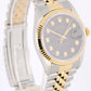 VINTAGE Rolex DateJust Two-Tone 18k Gold Steel Black DIAMOND 36mm 16013 BOX