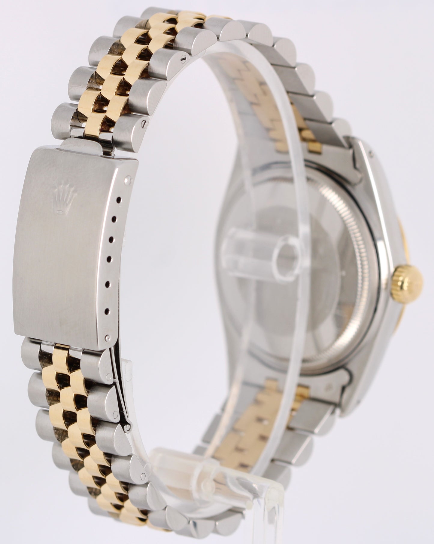 VINTAGE Rolex DateJust Two-Tone 18k Gold Steel Black DIAMOND 36mm 16013 BOX