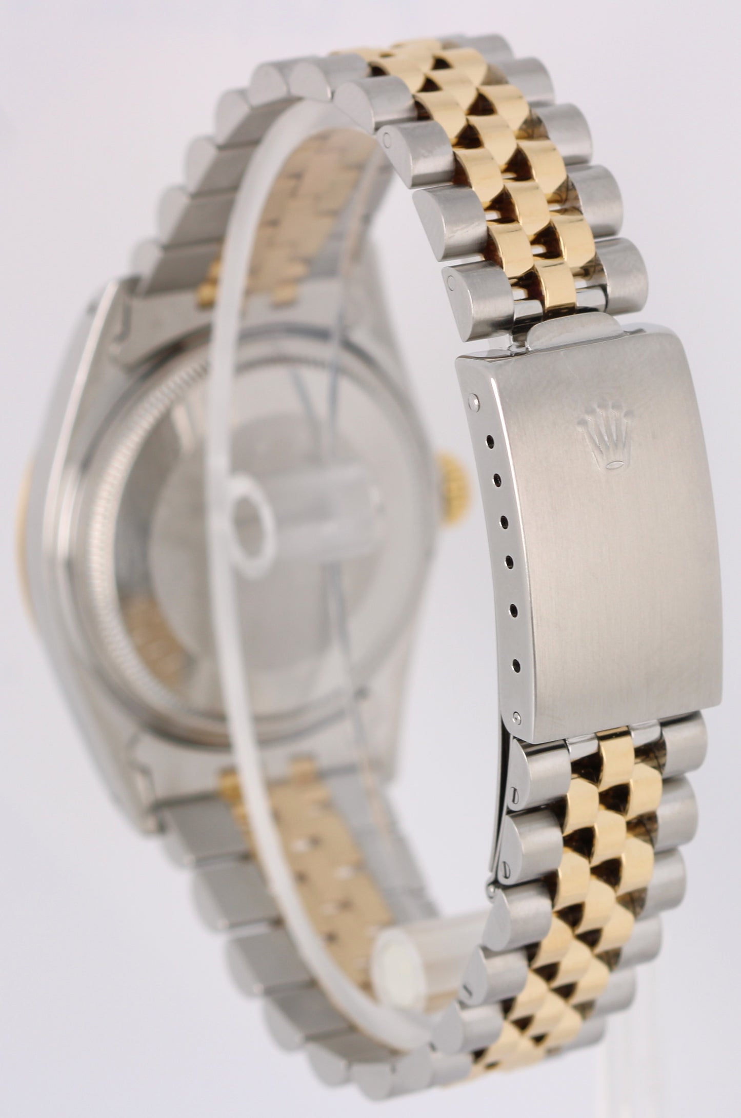 VINTAGE Rolex DateJust Two-Tone 18k Gold Steel Black DIAMOND 36mm 16013 BOX