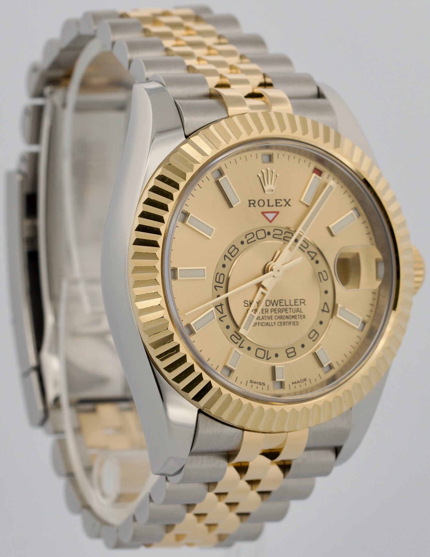 2021 PAPERS Rolex Sky-Dweller CHAMPAGNE 18K Gold Steel JUBILEE 42mm 326933 BOX