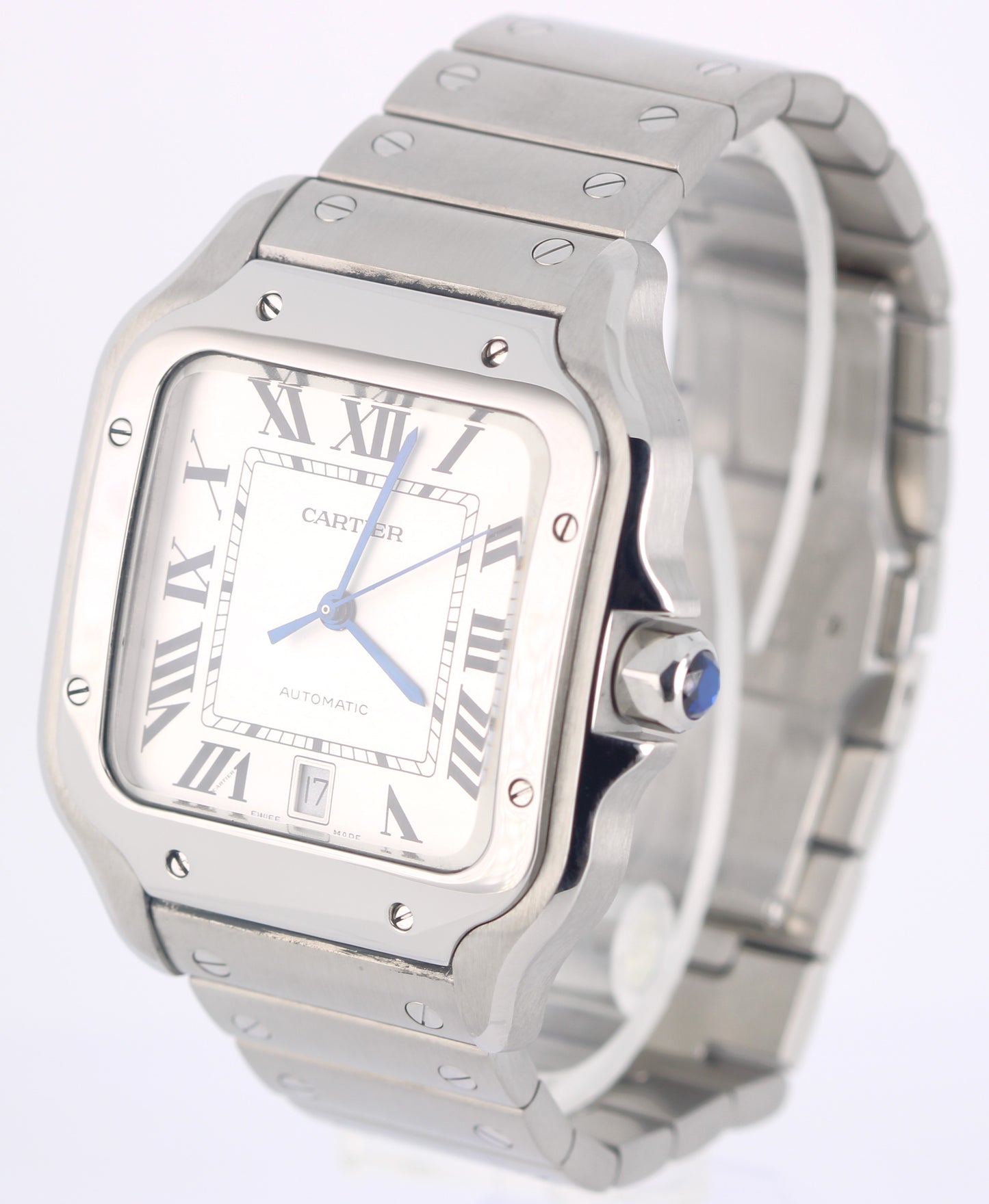 Cartier Santos Stainless Steel Silver Roman Numeral 39.8mm 4072 Watch