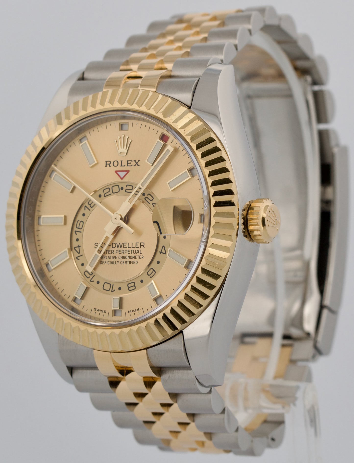 2021 PAPERS Rolex Sky-Dweller CHAMPAGNE 18K Gold Steel JUBILEE 42mm 326933 BOX